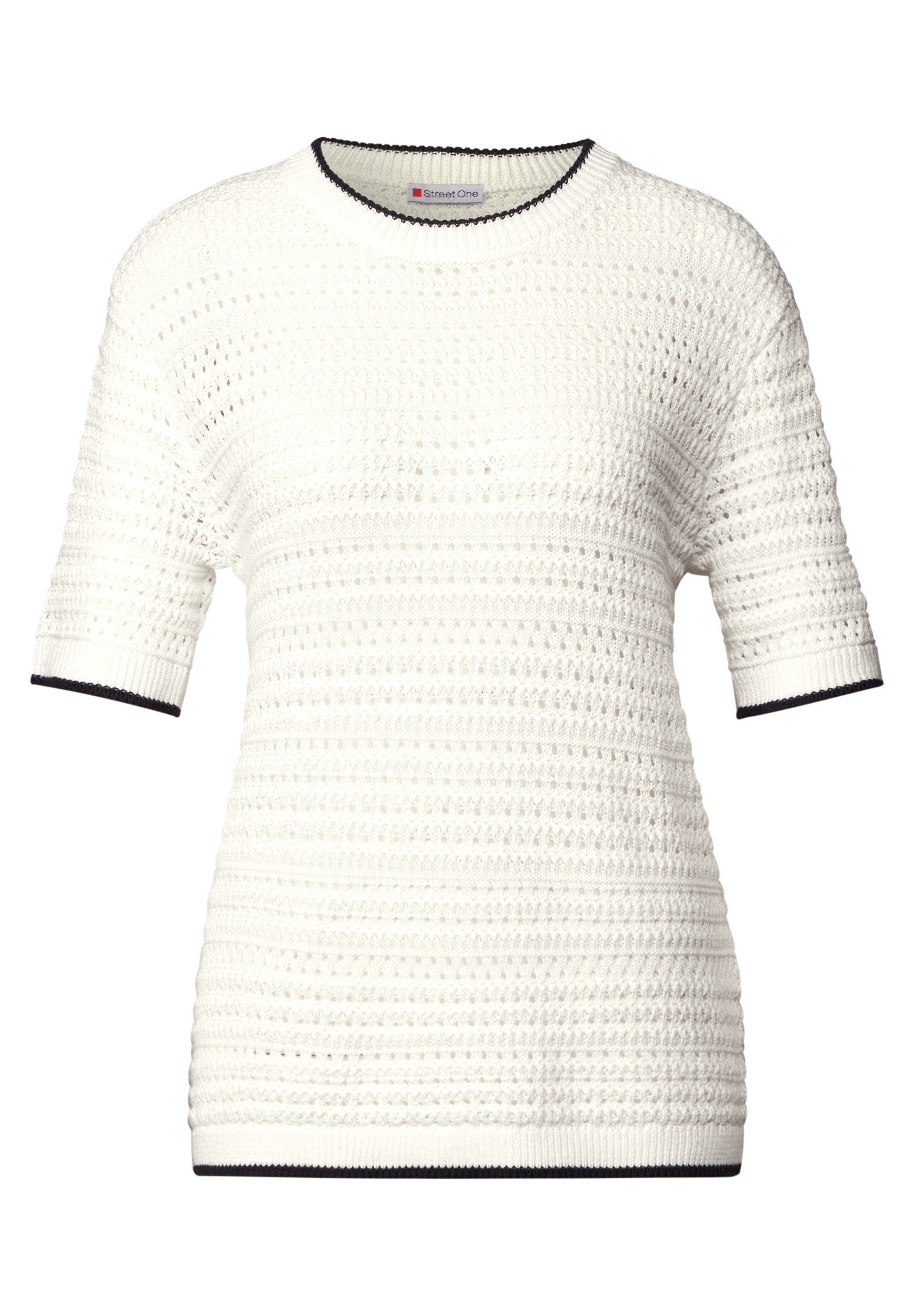 STREET ONE Rundhalspullover Pullover mit Lochmuster günstig online kaufen