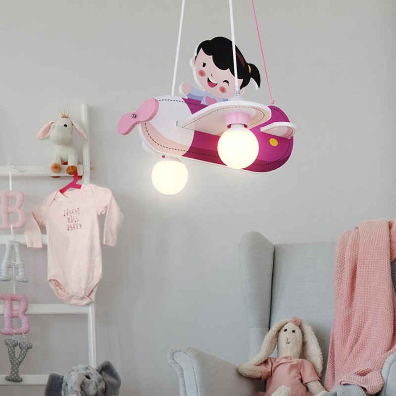 etc-shop LED Pendelleuchte, Leuchtmittel inklusive, Warmweiß, Kinder Zimmer Decken Pendel Lampe Flugzeug Flieger Hänge Leuchte