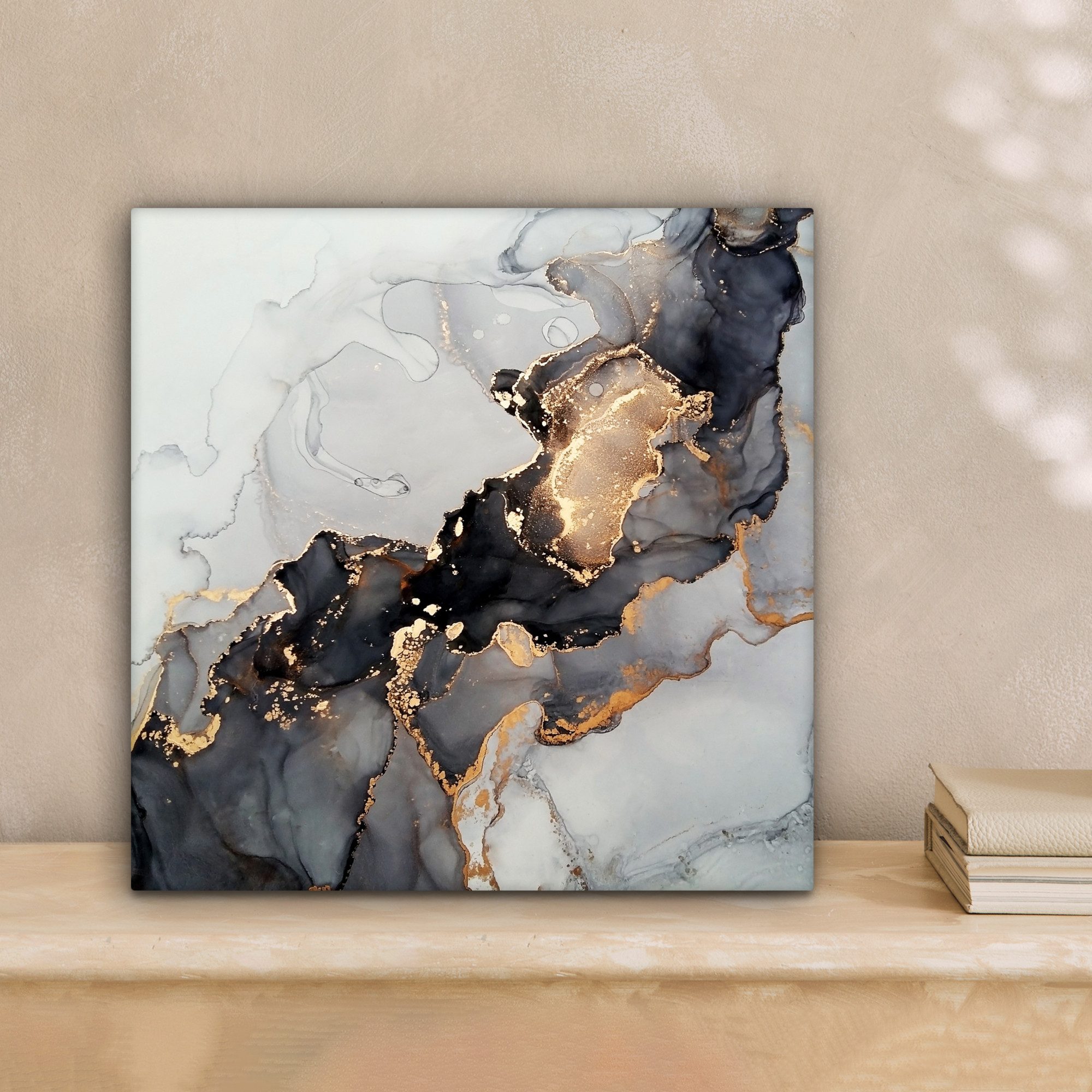 OneMillionCanvasses® Leinwandbild Schwarz - Marmor - Luxus - Gold, Fotodruc günstig online kaufen