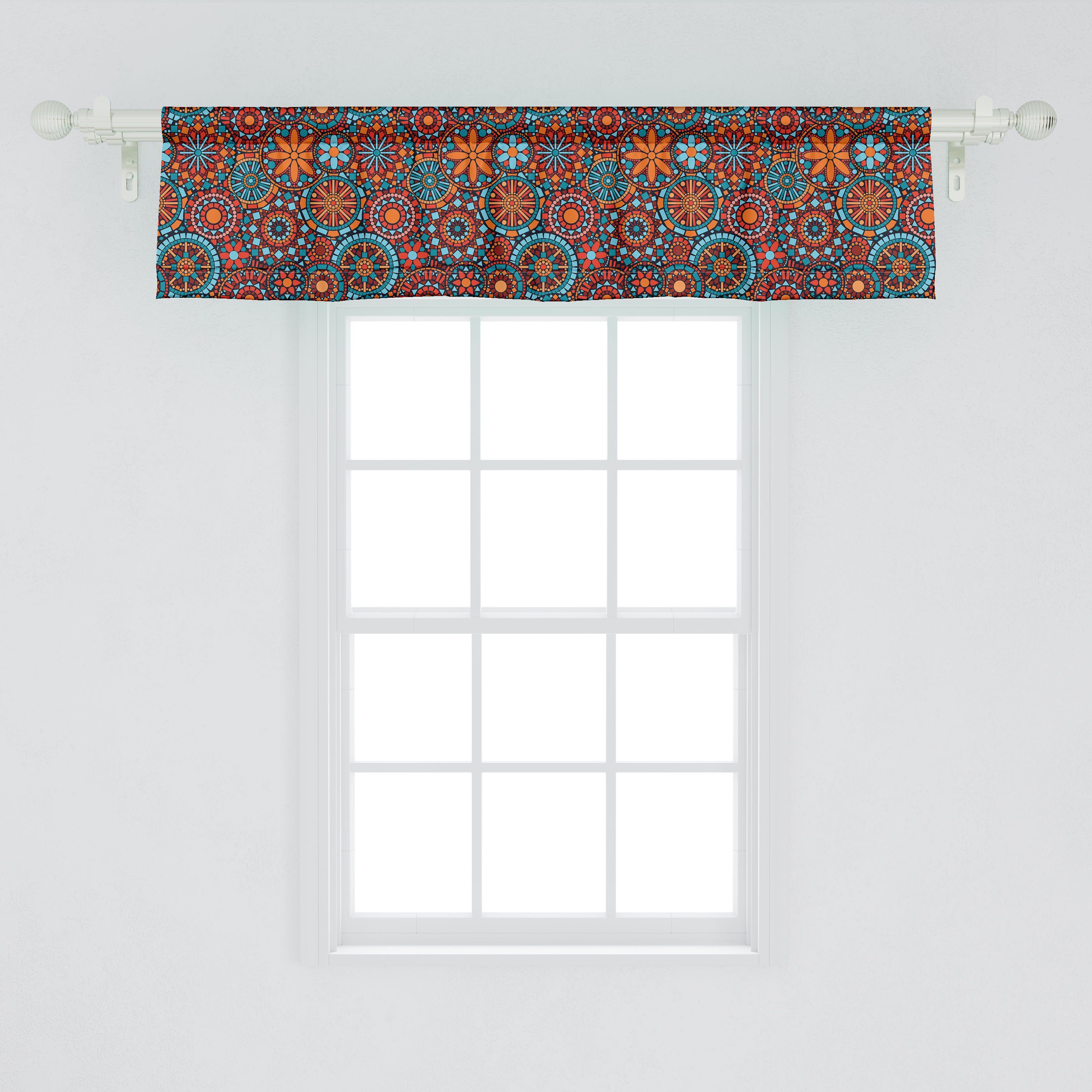 Microfaser, Blumen Stangentasche, für Abakuhaus, Küche Vorhang Schlafzimmer Dekor mit Volant Mandala Scheibengardine