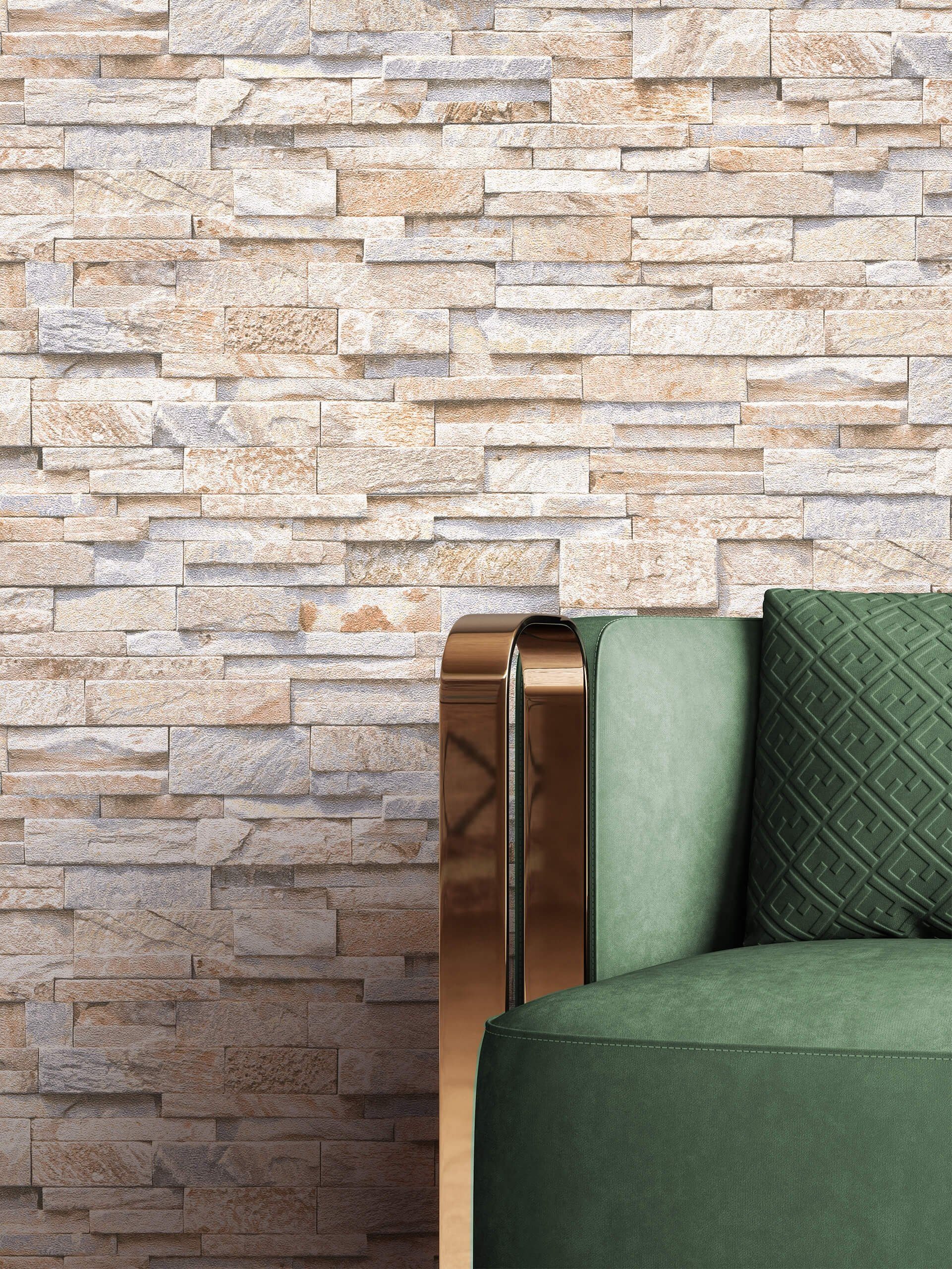 Newroom Vliestapete, Beige Tapete Modern Stein günstig online kaufen