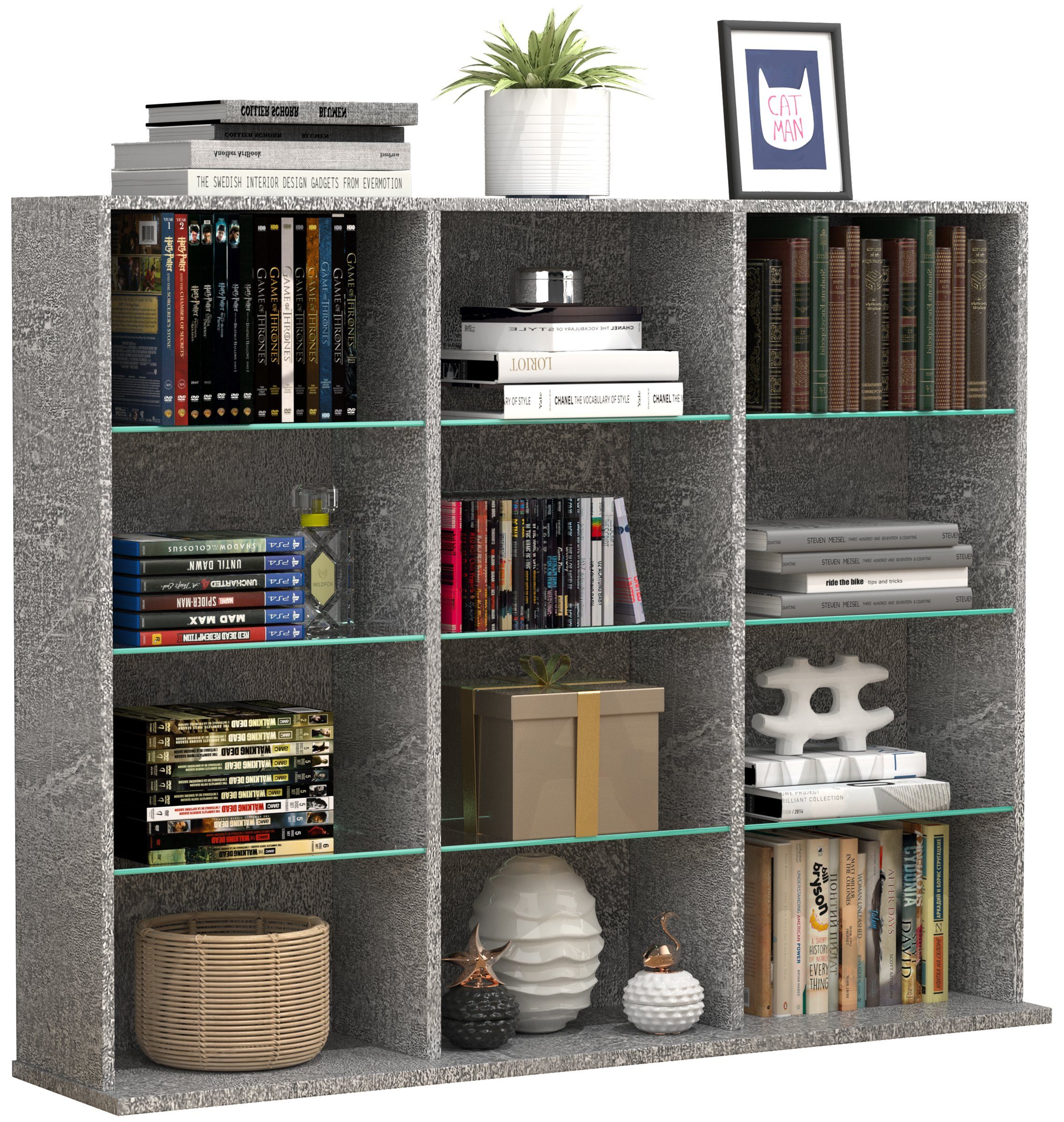 VCM Standregal Holz CD DVD Standregal Bücherregal Regal Zilas L
