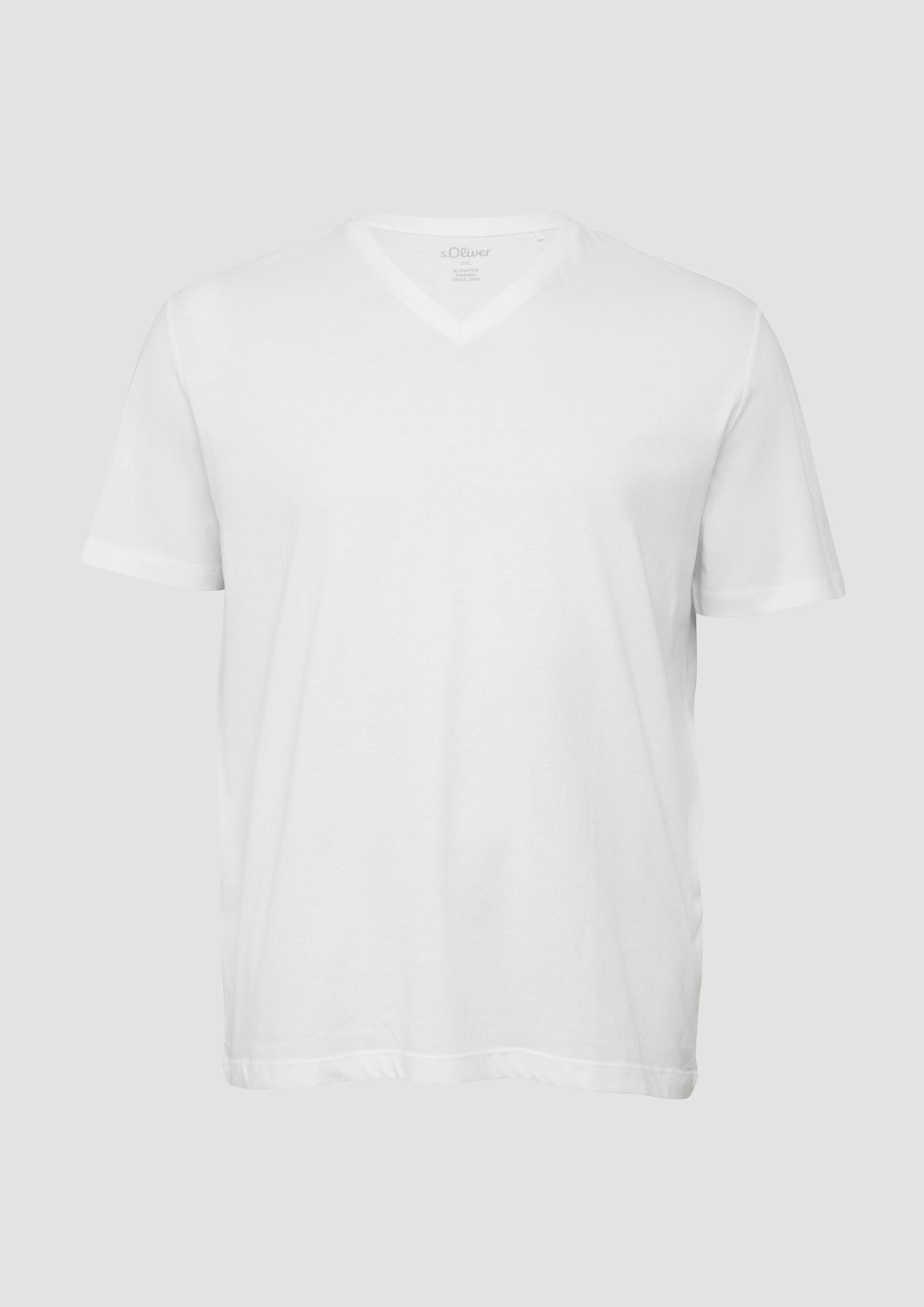 s.Oliver Kurzarmshirt T-Shirt Baumwollshirt mit Logo-Stickerei