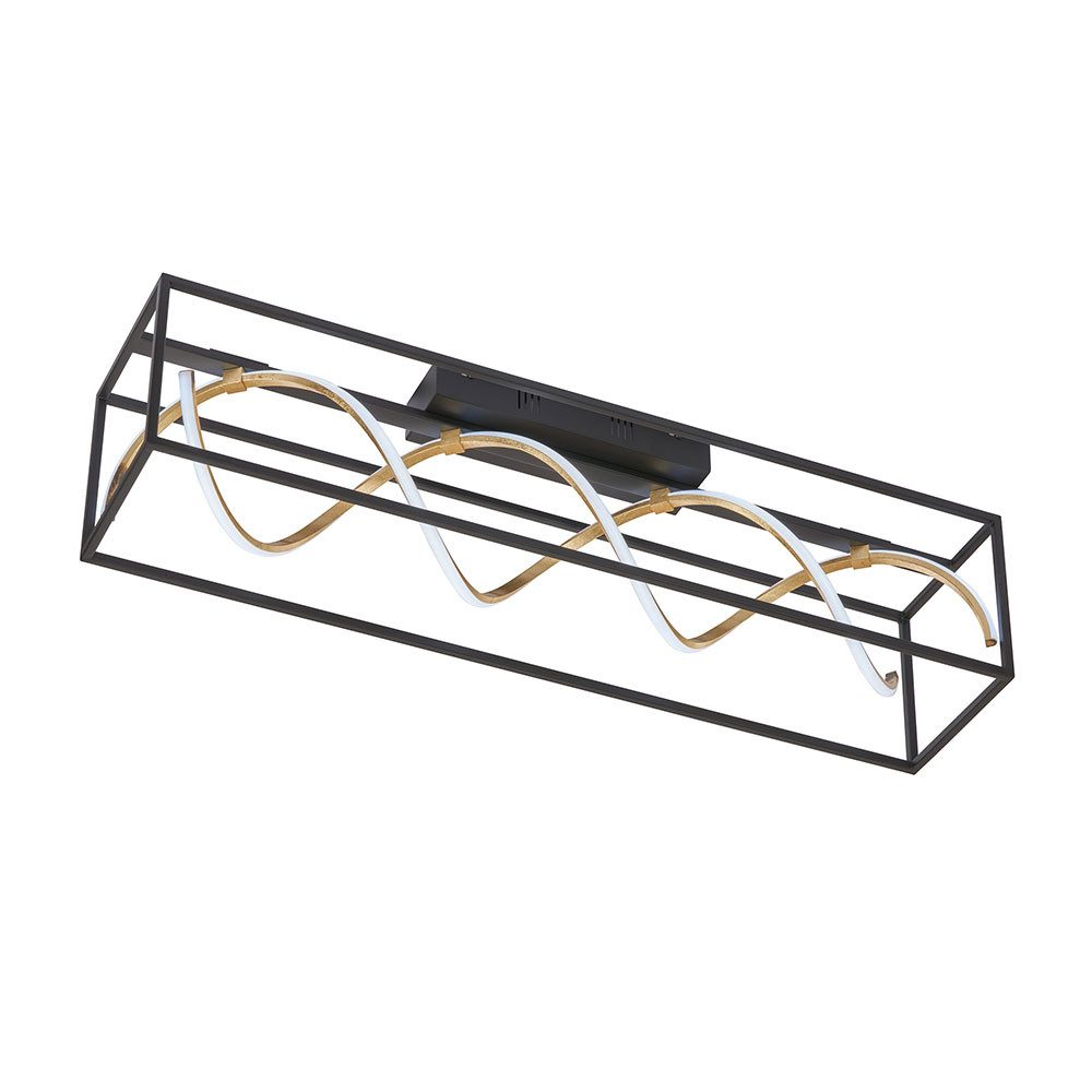 FISCHER & HONSEL LED Deckenleuchte, LED-Leuchtmittel fest verbaut, Kaltweiß, Warmweiß, Neutralweiß, Tageslichtweiß, Farbwechsel, Deckenlampe Deckenleuchte LED Fernbedienung dimmbar schwarz gold 90 cm