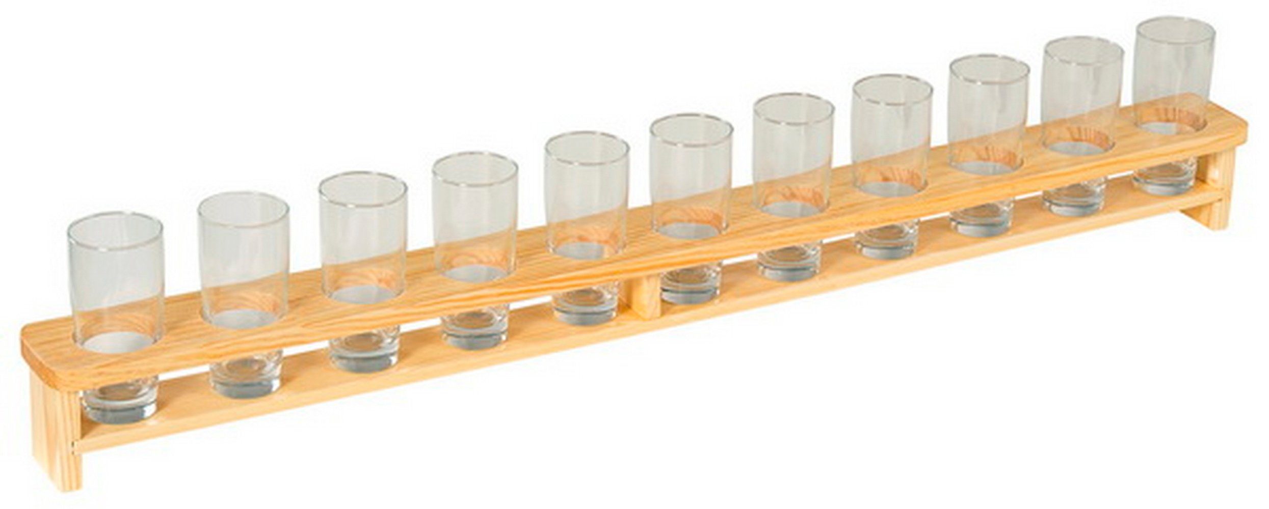 KESPER® Bierglas Ein Meter Bier, Bierglasträger, Bierglasleiste, Biermeter, Kiefer, 11 Gläser, Ein Meter Leiste