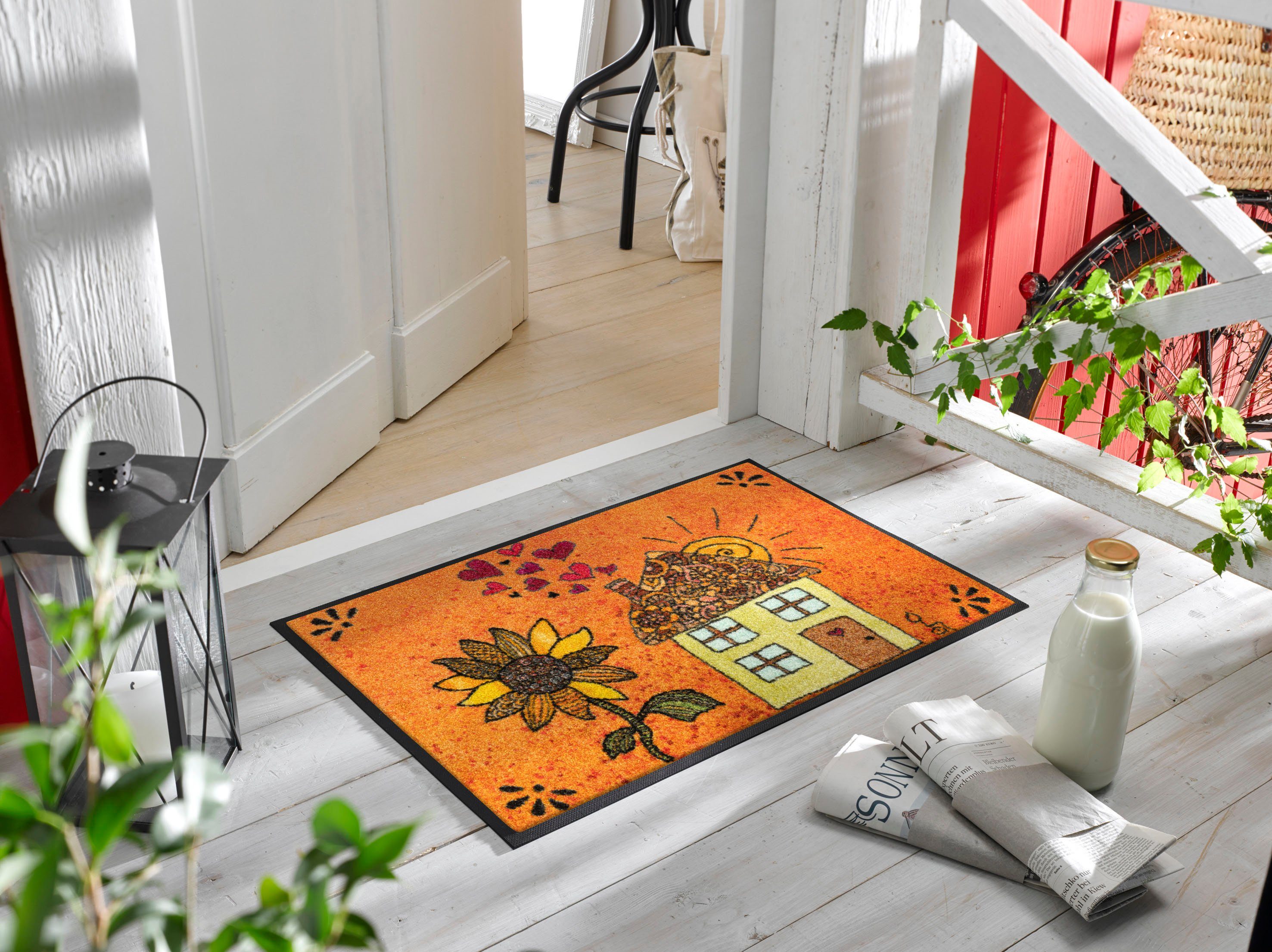 wash+dry by Kleen-Tex Fußmatte Sonnenhaus, rechteckig, Höhe: 7 mm, Schmutzf günstig online kaufen
