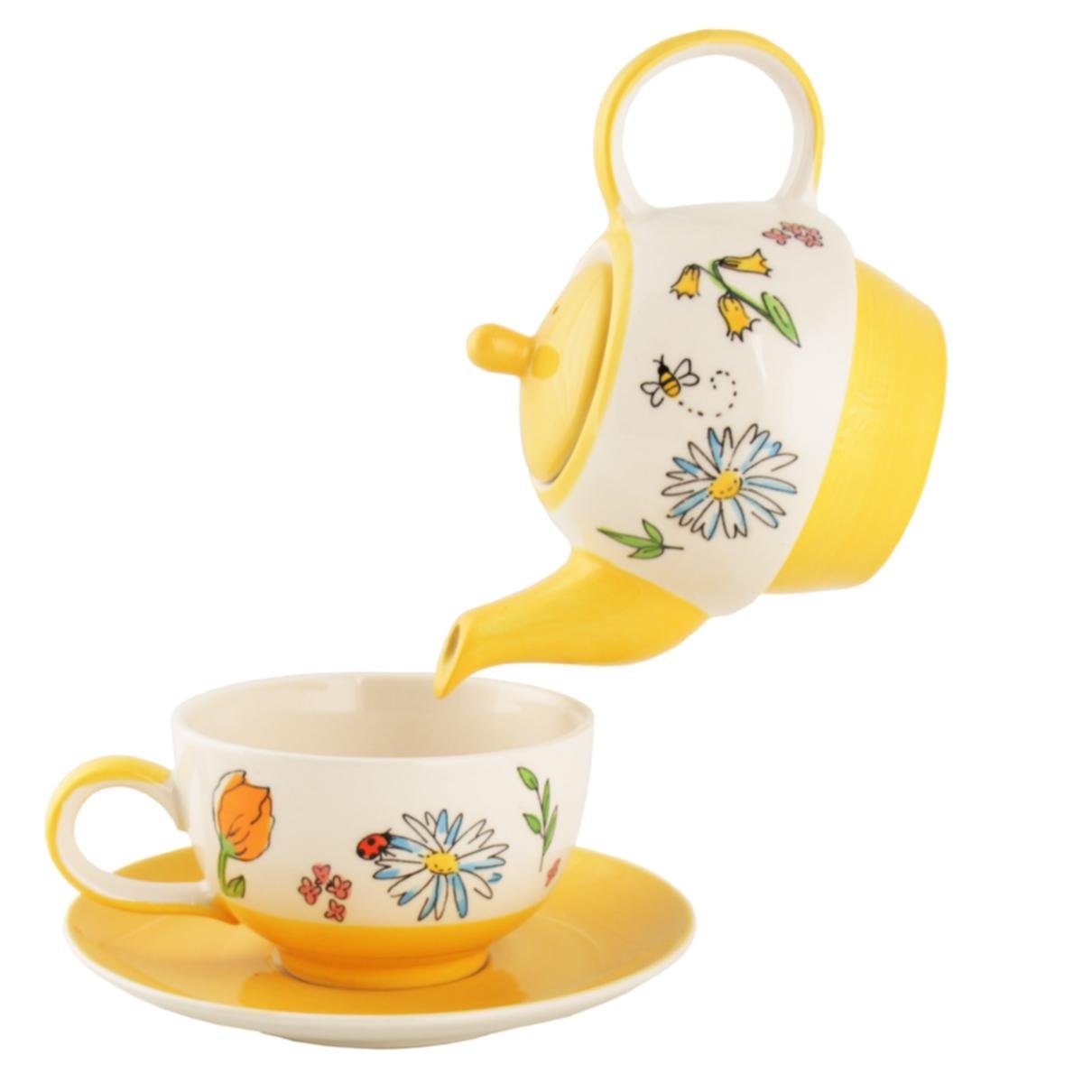 Mila Teekanne Mila Flowers, Tee-Set (Set) for Lovely Tea 0.4 Keramik l, One