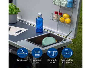 Campart Spülenschrank mobile Küchenbox mit Spüle Outdoor Küchenschrank faltbar Camper Küche