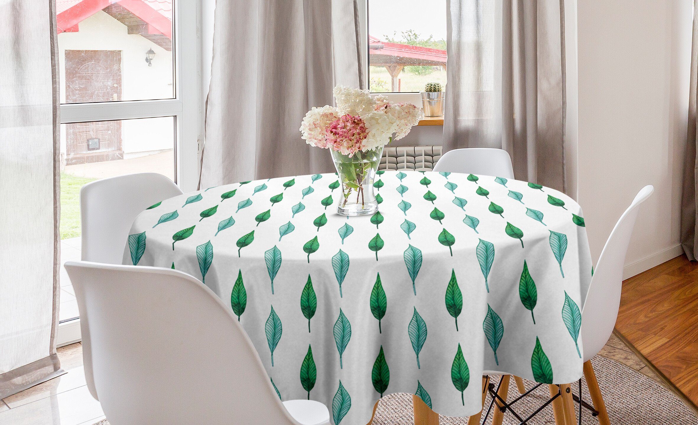 Tischdecke Dekoration, Blätter Abdeckung Aquarell-Muster Tischdecke Esszimmer für Küche Abakuhaus Botanische Kreis