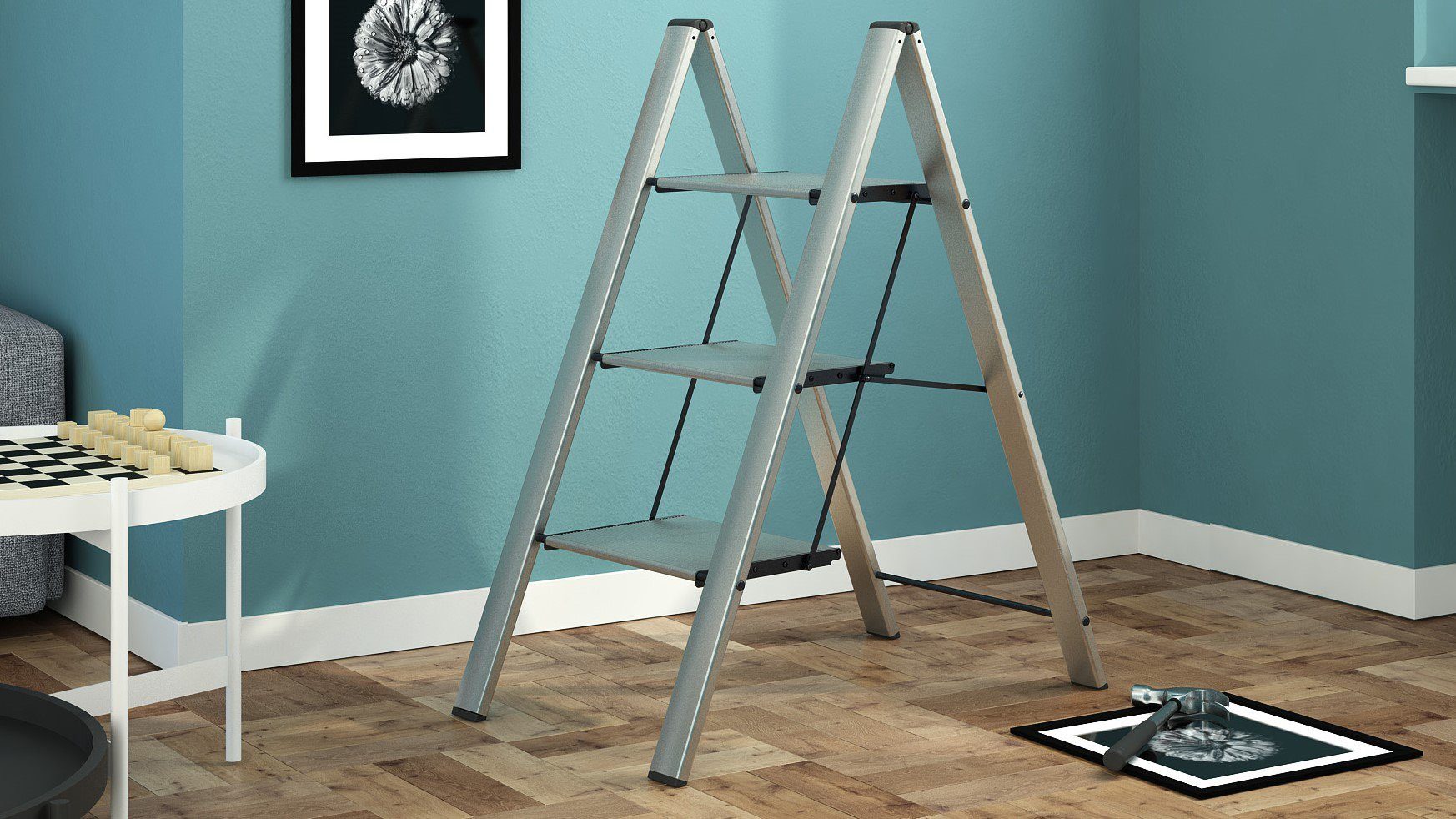 Bischof Colombo Trittleiter Leonardo Black 1, 2-stufig, Tragkraft 150 kg, Aluminium