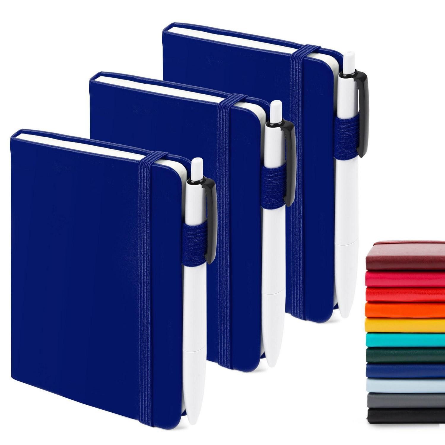 Tagebuch Notizbuch A6 Hardcover marineblau m. 3 Stiften