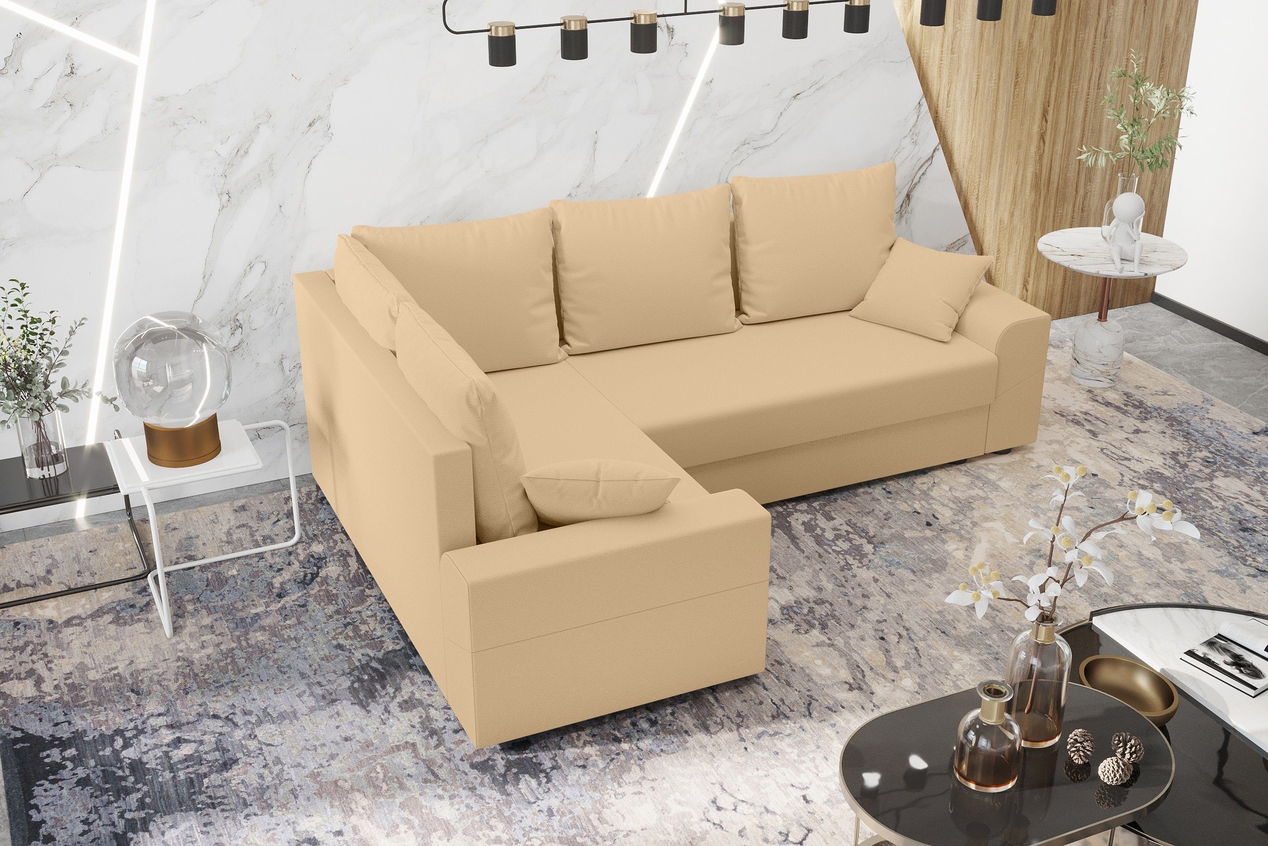 Sofa, Montero, Stylefy mit Sitzkomfort, Ecksofa L-Form, Bettkasten, Bettfunktion, mit Modern Design Eckcouch,