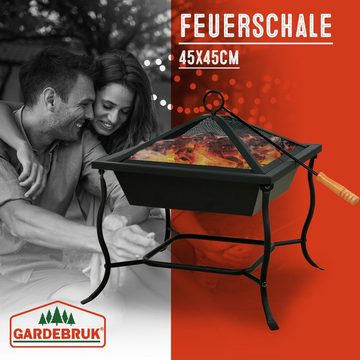 Gardebruk Feuerschale, Feuerkorb Garten mit Funkenschutz Schürhaken Outdoor Grill