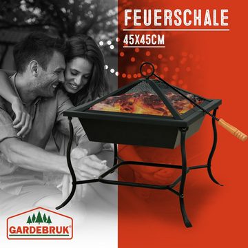 Gardebruk Feuerschale, Feuerstelle Eckig Feuerhaken Funkenfluggitter Stahl Outdoor Terrasse