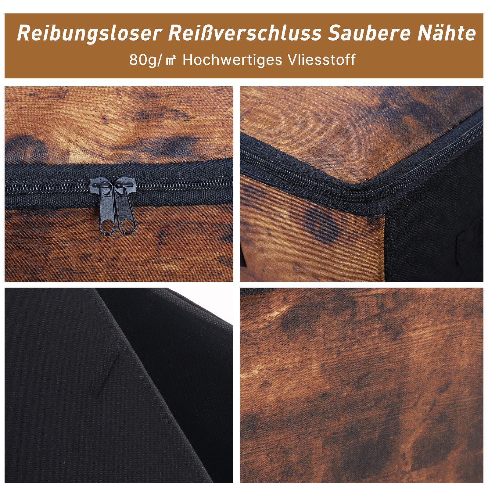 Sekey Aufbewahrungsbox Aufbewahrungsbox mit Deckel aus Vliesstoff Faltbare Stoffboxen, Faltbox Organizer für Kleidung Aufbewahrungsboxen für Schrank Regal – Bild 5 von 5