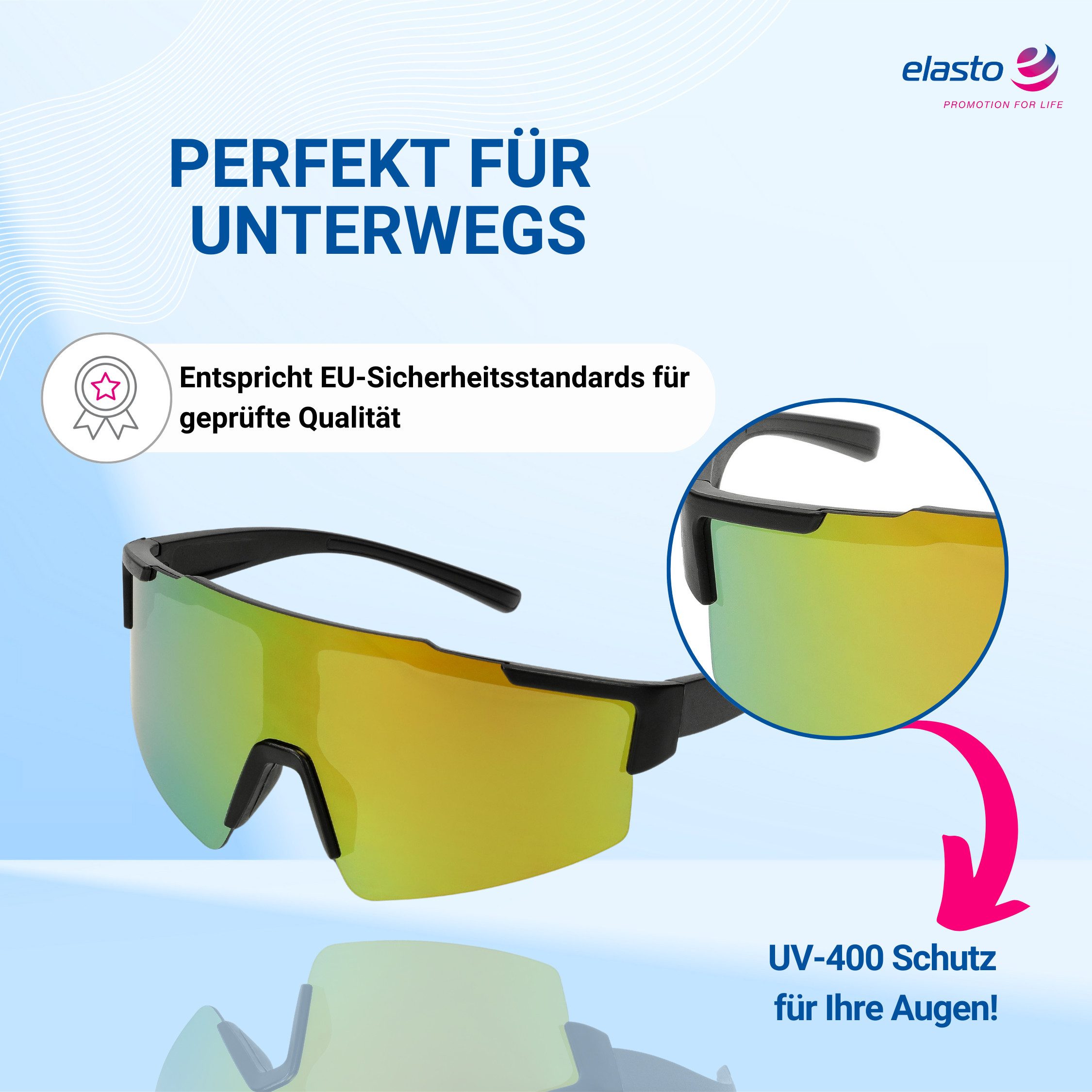 elasto Sonnenbrille Schnelle Brille mit verspiegelten Gläsern für Sport – Bild 3 von 5