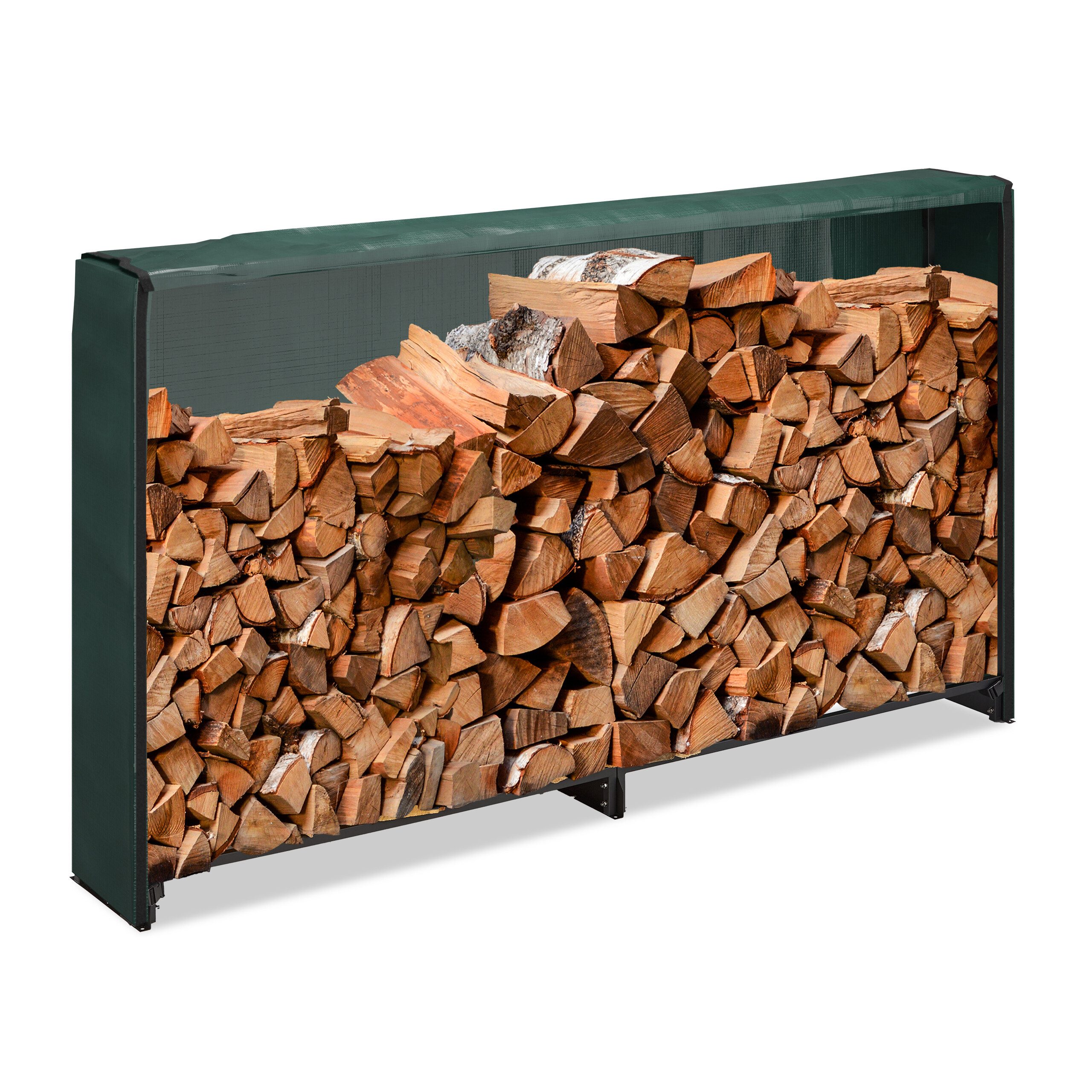 relaxdays Kaminholzregal mit Abdeckung, BxTxH:202x30x111 cm, (2-St)