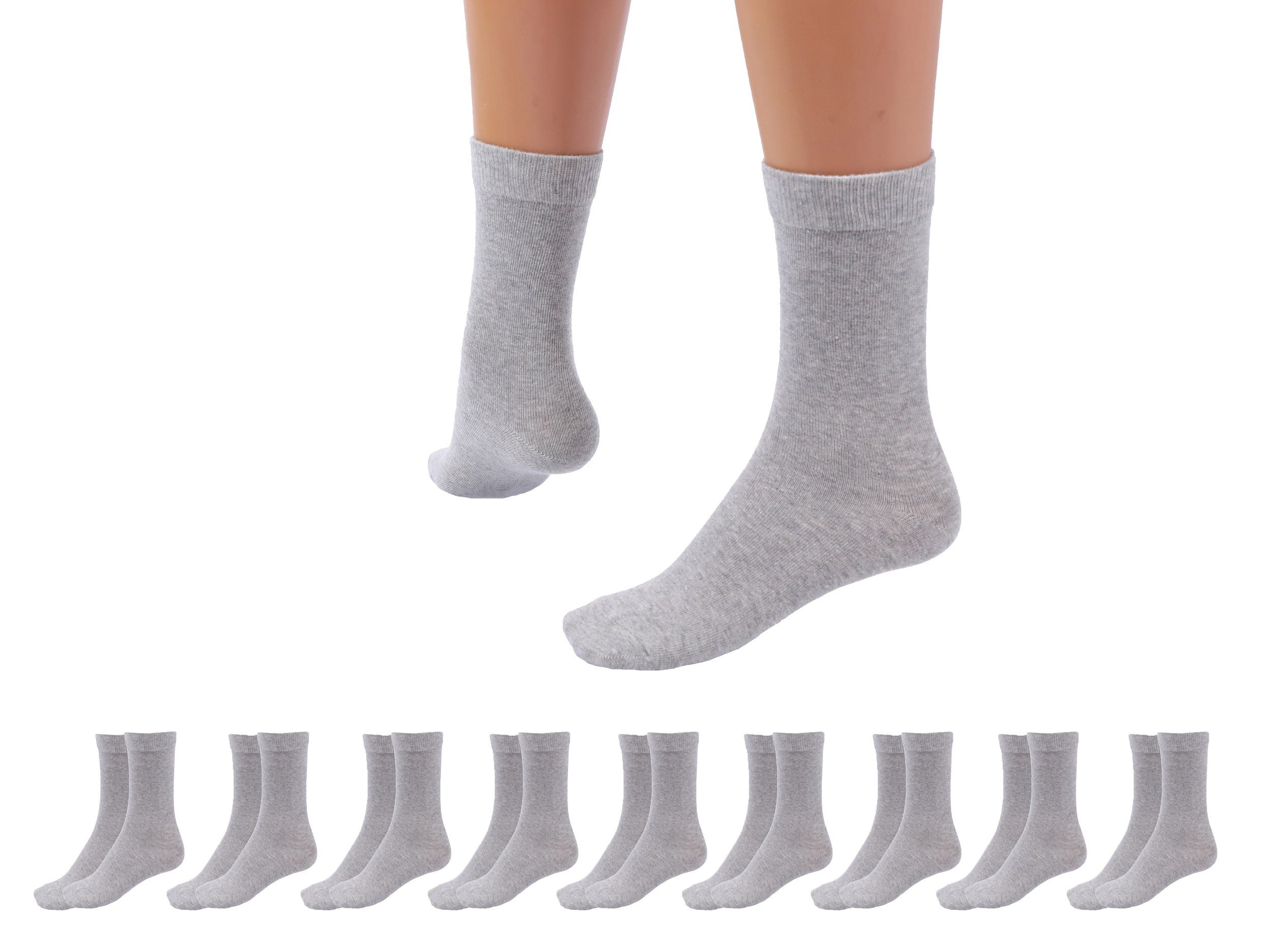 Betz Socken 10 Paar Damen und Herren Komfortbund ohne drückende Naht Classic (Set, 10-Paar, 10 Paar Socken) Farbe grau, Größe 47-50