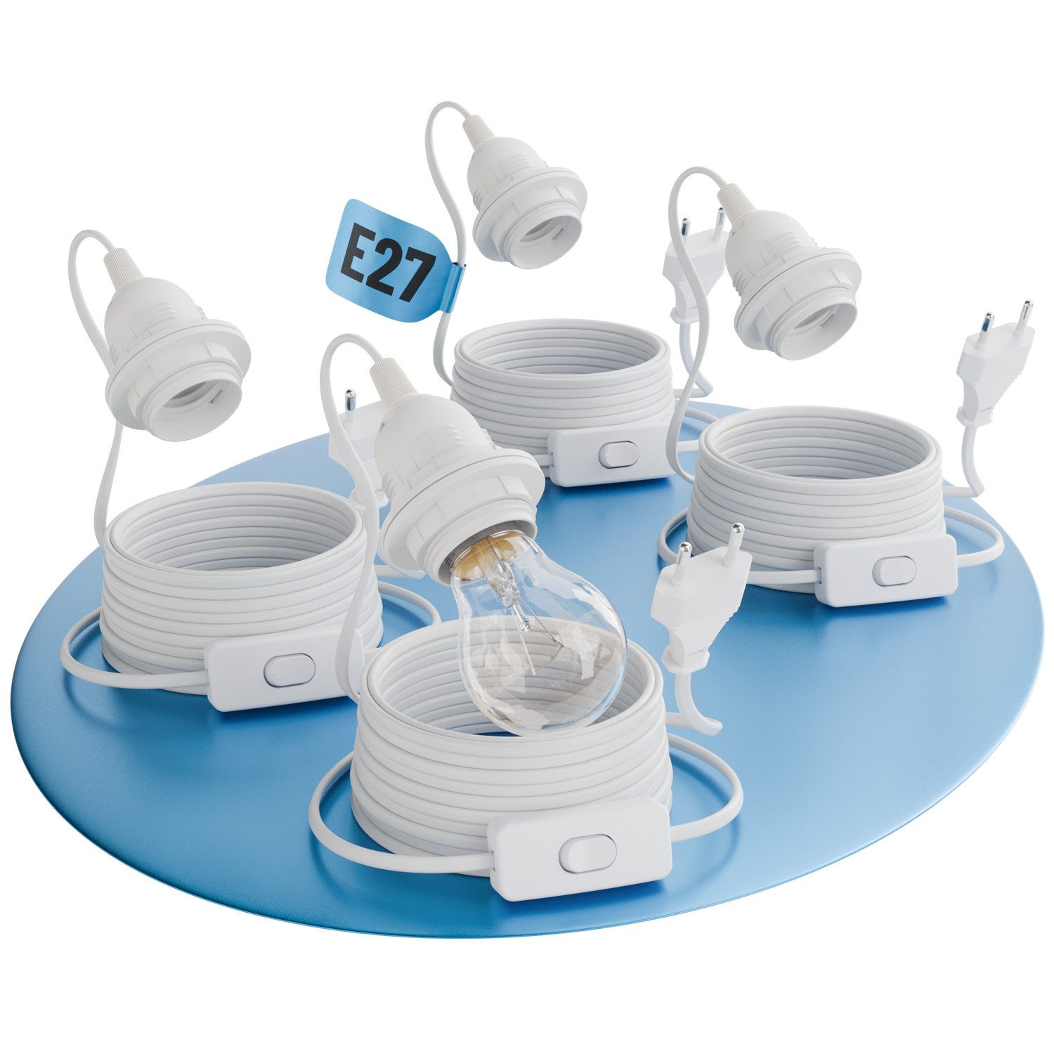 greate. Lampenfassung 2x Lampenfassung E27, mit Stecker Kabel & Schalter, 5 m, max. 60W 250V