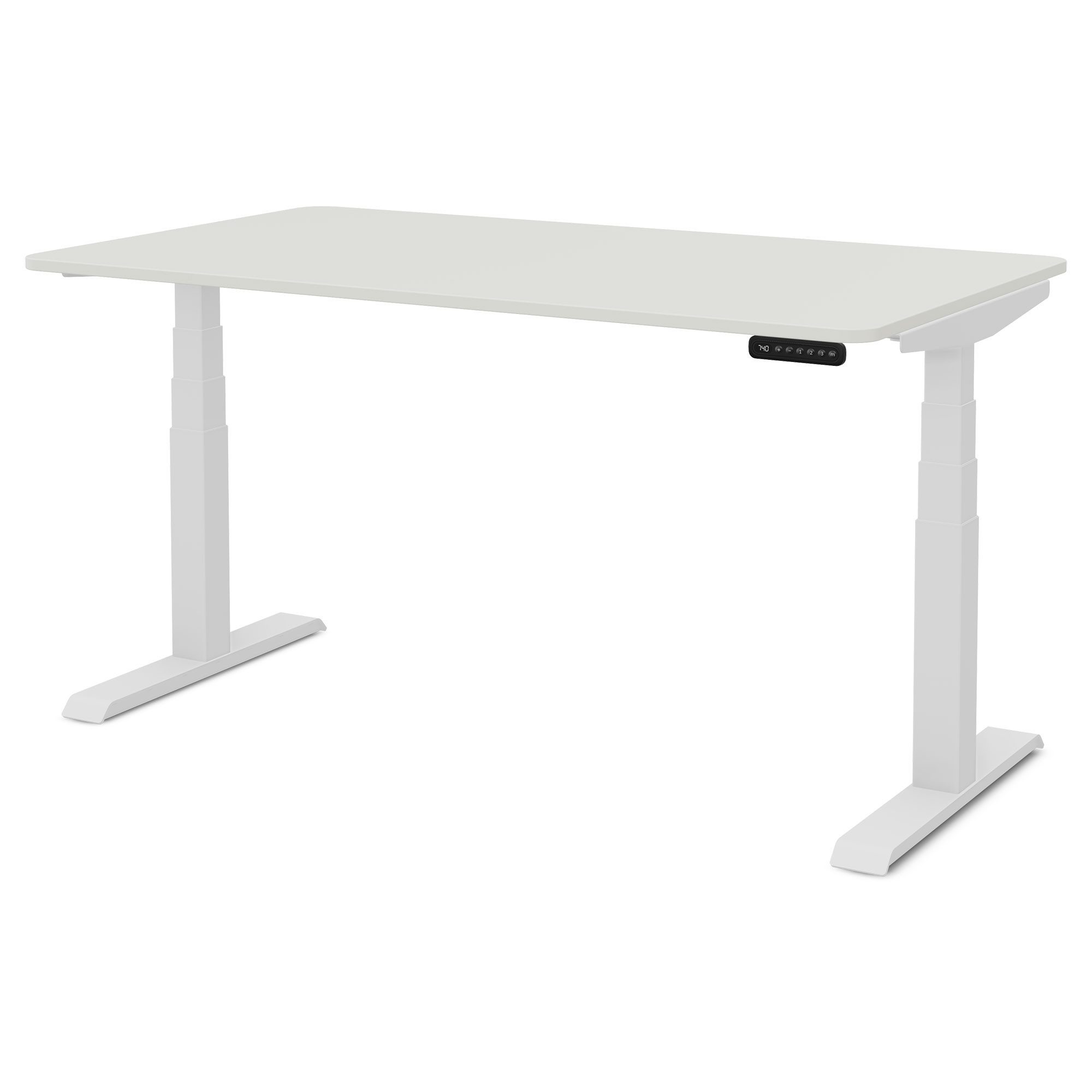 ASSMANN Büromöbel Schreibtisch PITINO Curved (120x70cm Weiß Kollisions-Schutz, Elektrisch höhenverstellbar, Familiengerecht, Verriegelungsfunktion Dreifachhub, einfache Montage, für Büro und Homeoffice), TÜV-zertifiziert, Blauer Engel, 5 Jahre Herstellergarantie