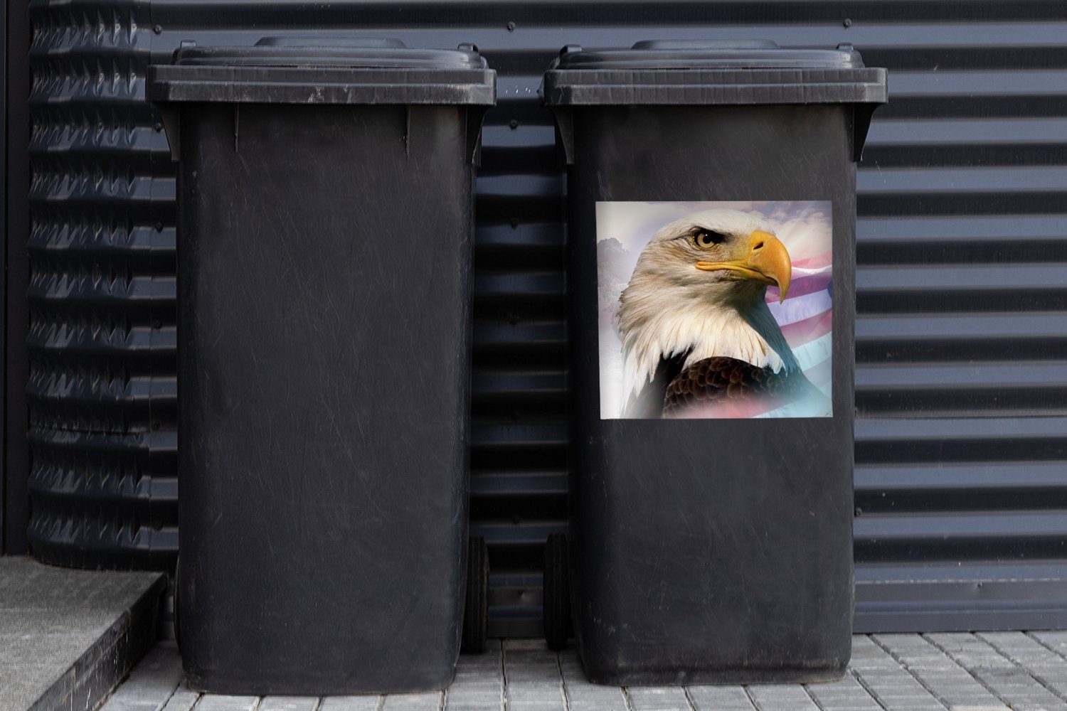 Mülleimer-aufkleber, Weißkopfseeadler amerikanischen Ein St), einer MuchoWow Sticker, Flagge amerikanischer Container, (1 Wandsticker Abfalbehälter mit Mülltonne,