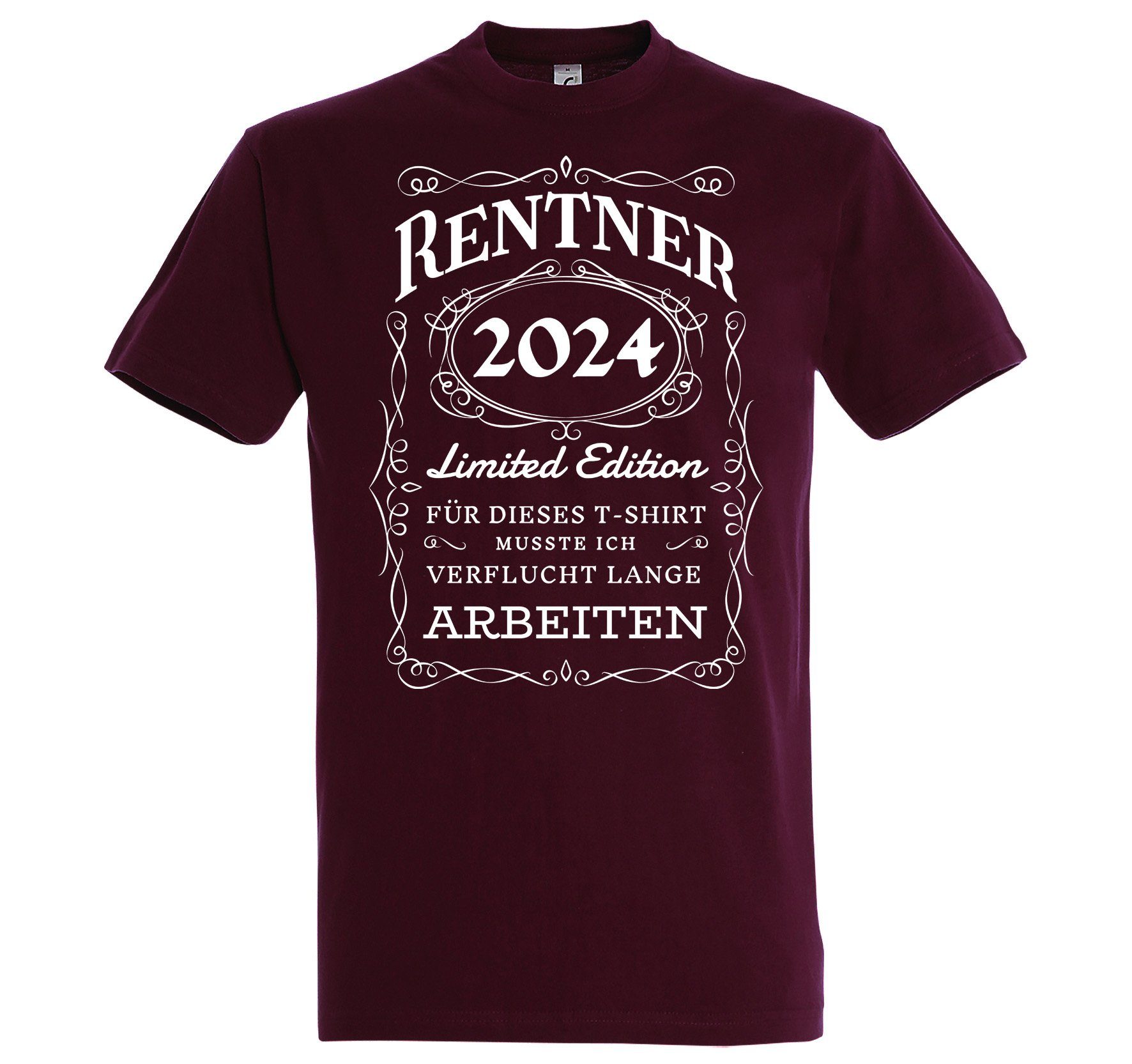 T-Shirt Geschenk zum lustigem Herren Designz Ruhestand Rente mit 2024 T-Shirt Youth Spruch RENTNER Burgund