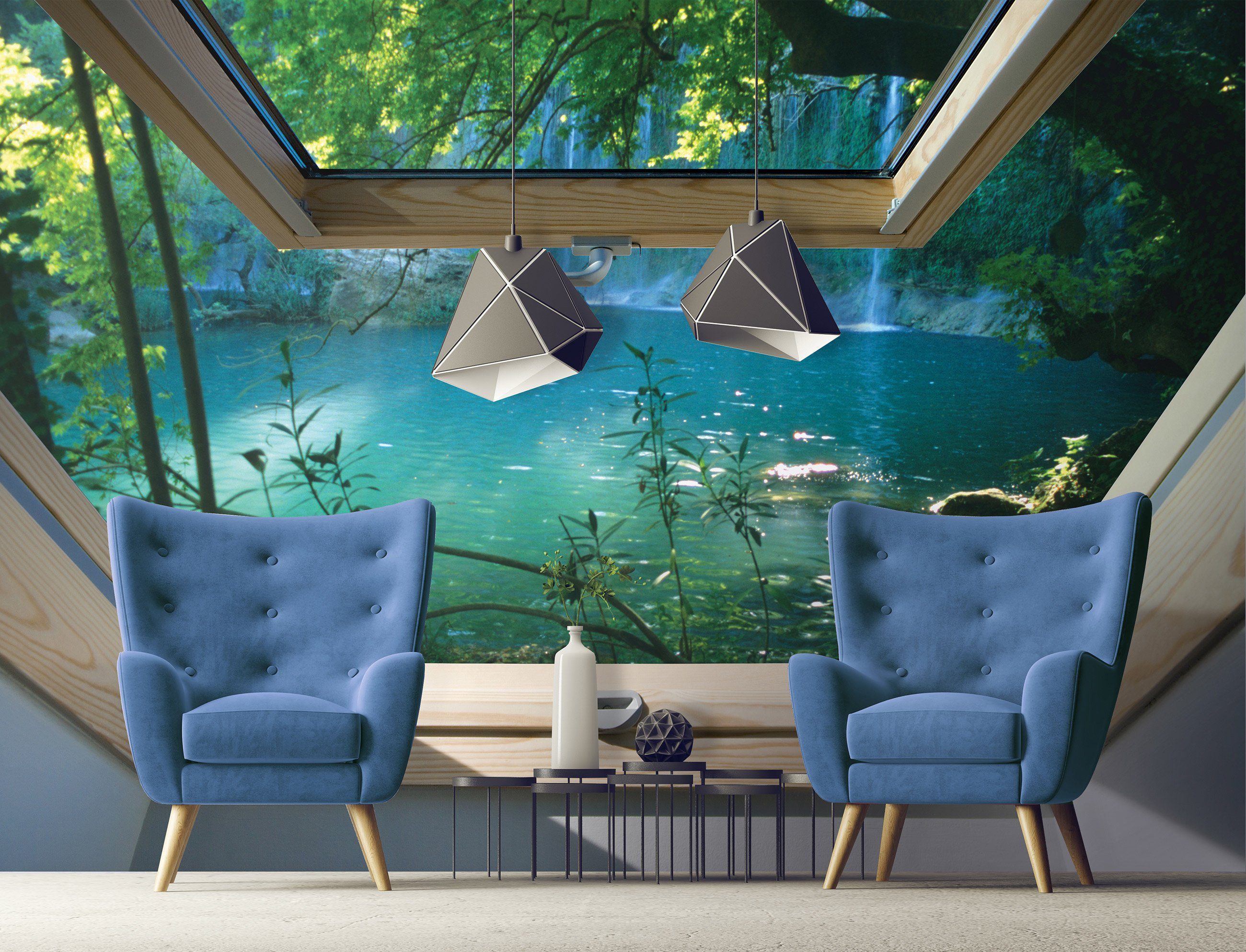 Wallarena Fototapete Fenster Wald See Vlies günstig online kaufen