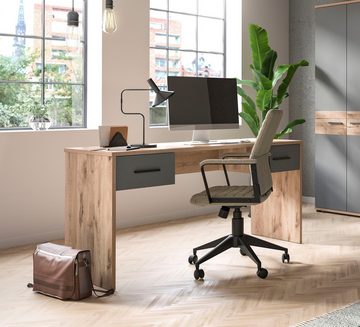 INOSIGN Schreibtisch Riga, Breite 150cm, in Nox Oak Nachbildung und Basalt grau, Bürotisch, Schreibtisch, Arbeitszimmer, Computertisch