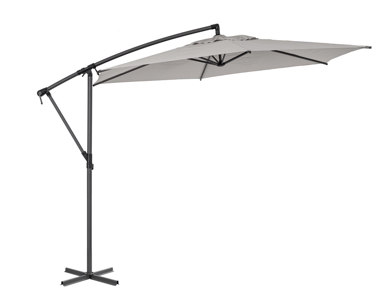 Bizzotto Ampelschirm TROPEA, Hellgrau, Ø 300 cm, Aluminium, Drehbar, Schwenkbar, Höhenverstellbar, mit Plattenständer, Polyester
