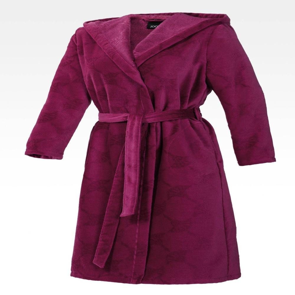 JOOP! Bademantel Damen Classic 1652 Beere Größe 38, 100% Baumwolle, Kapuze, Seitentaschen, Bindegürtel