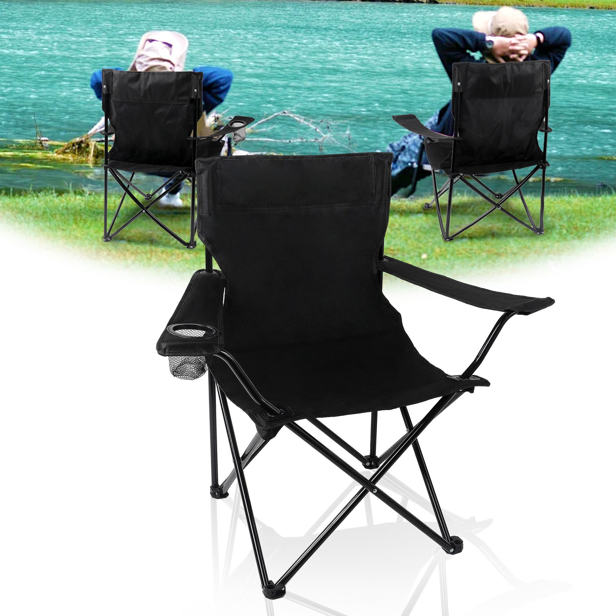 CALIYO Klappstuhl Campingstuhl Anglerstuhl mit Getränkehalter & Tragetasche günstig online kaufen