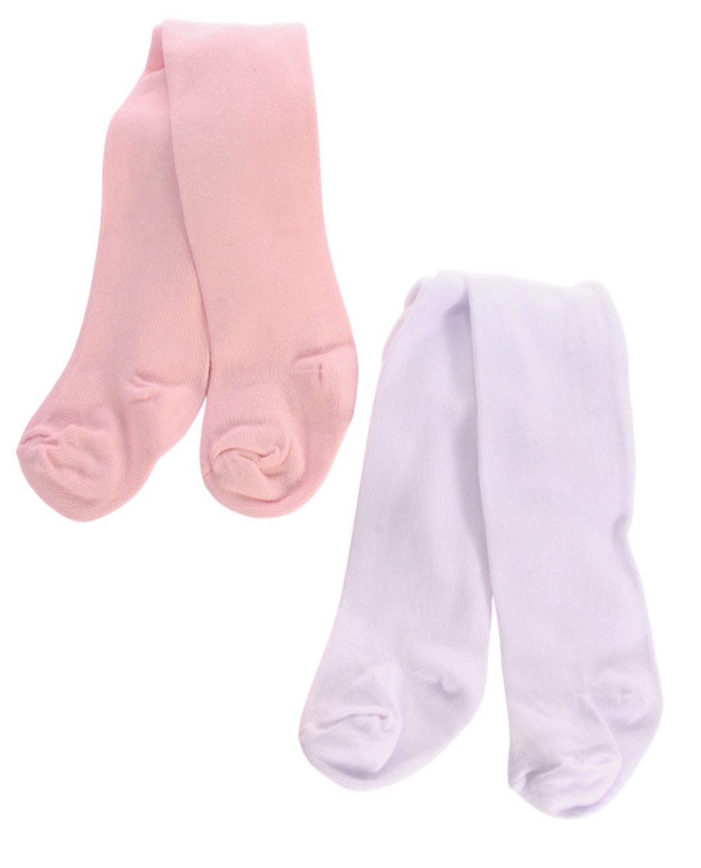 Strumpfhose Baby Strumpfhosen 2er Pack weiß rosa für Neugeborene