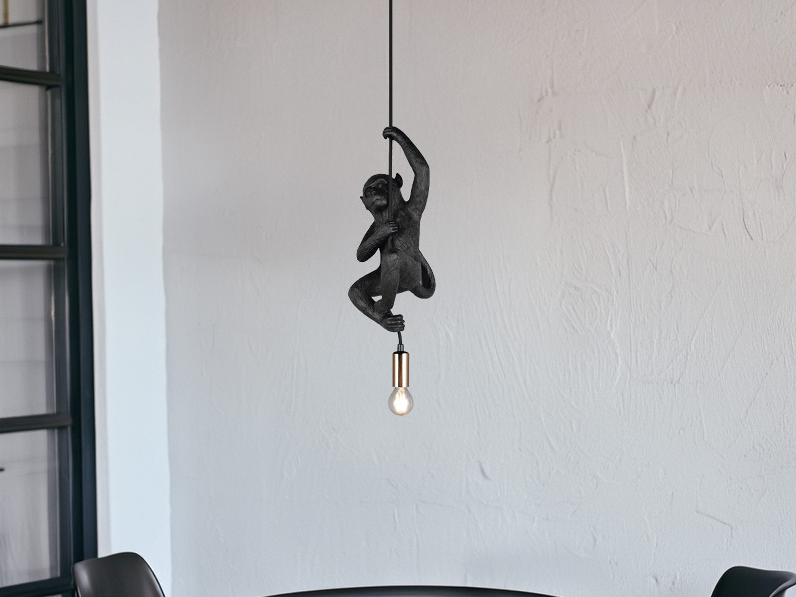 Reality Leuchten LED Pendelleuchte, Dimmfunktion, LED wechselbar, warmweiß, außergewöhnliche Affenlampe hängend besondere Tierlampe, B: 14,5cm