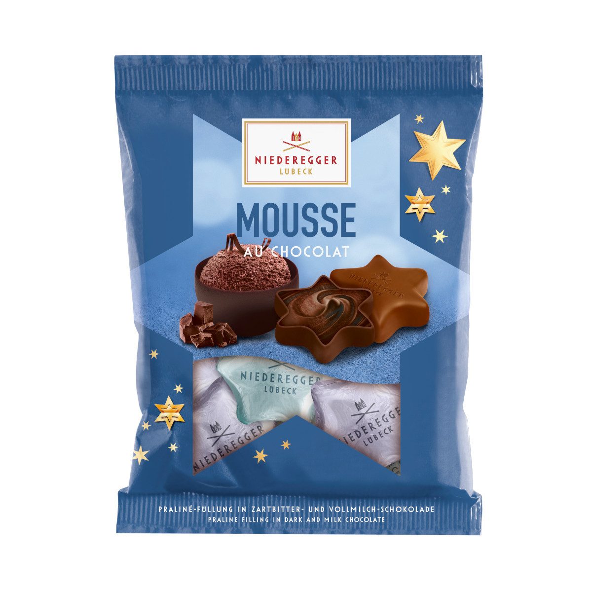Niederegger Schokolade, Niederegger Pralinen Sterne Mousse au Chocolate im Beutel 87g