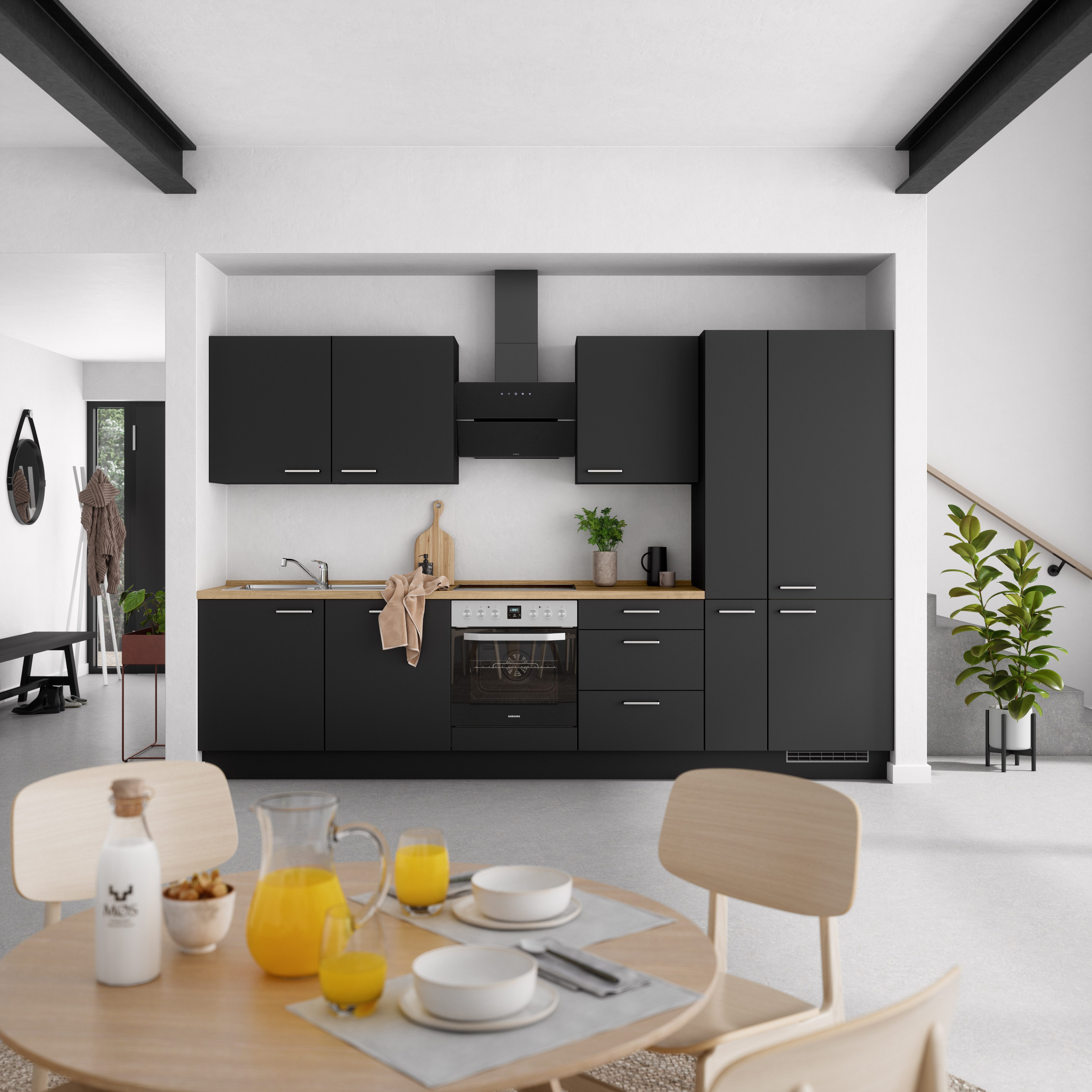 nobilia® Küchenzeile "Touch II", NEU: individuell anpassbar mit gratis Profi-Beratung, vormontiert, Breite 330 cm, Ausrichtung wählbar, wahlw. mit E-Geräten