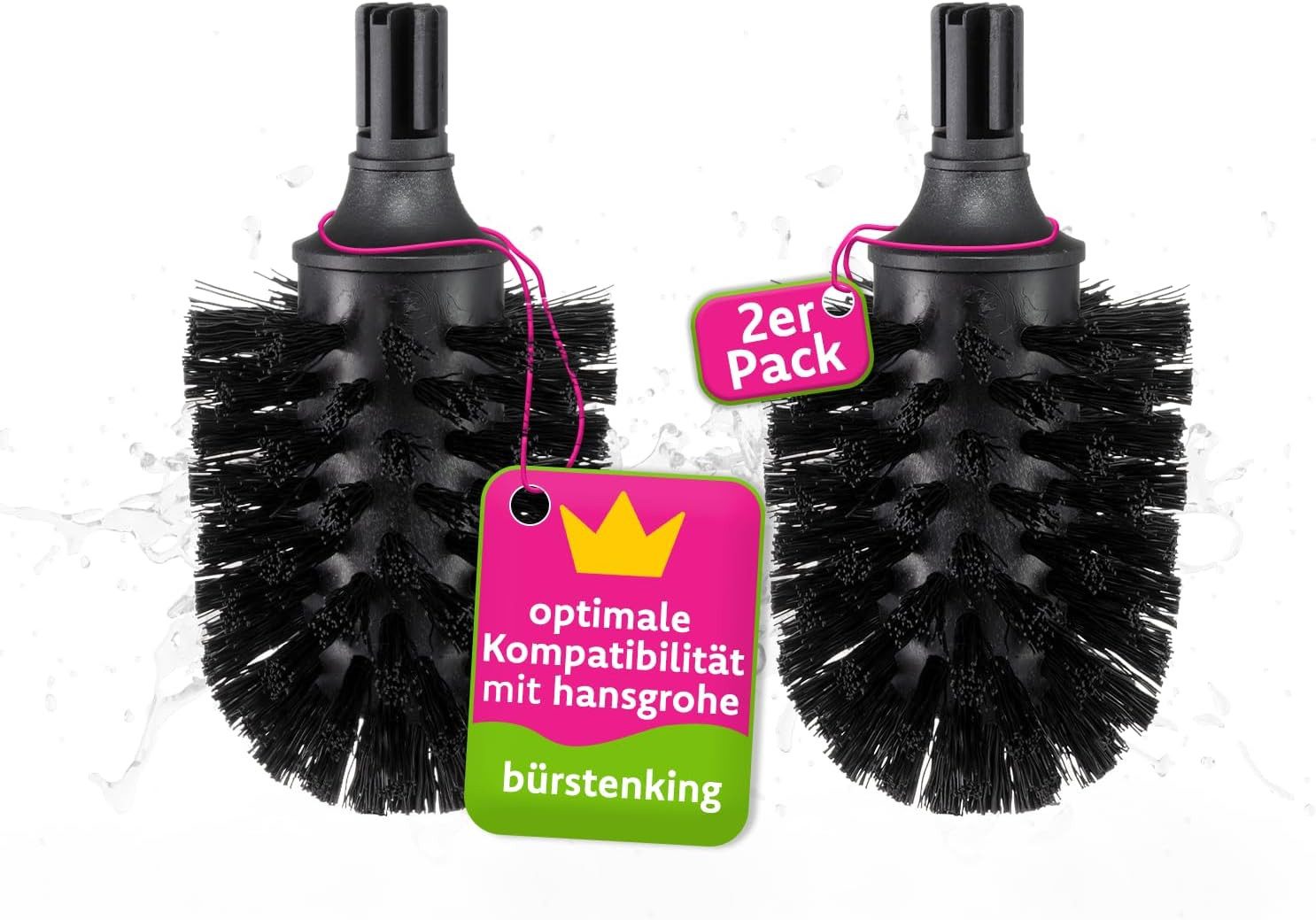 Bürstenking Reinigungsbürste passend für hansgrohe WC-Garnituren, Allegroh, Mondaro, Terrano, Arco, Axor, Uno, Starck, Carlton, Steel, (2 Stück)
