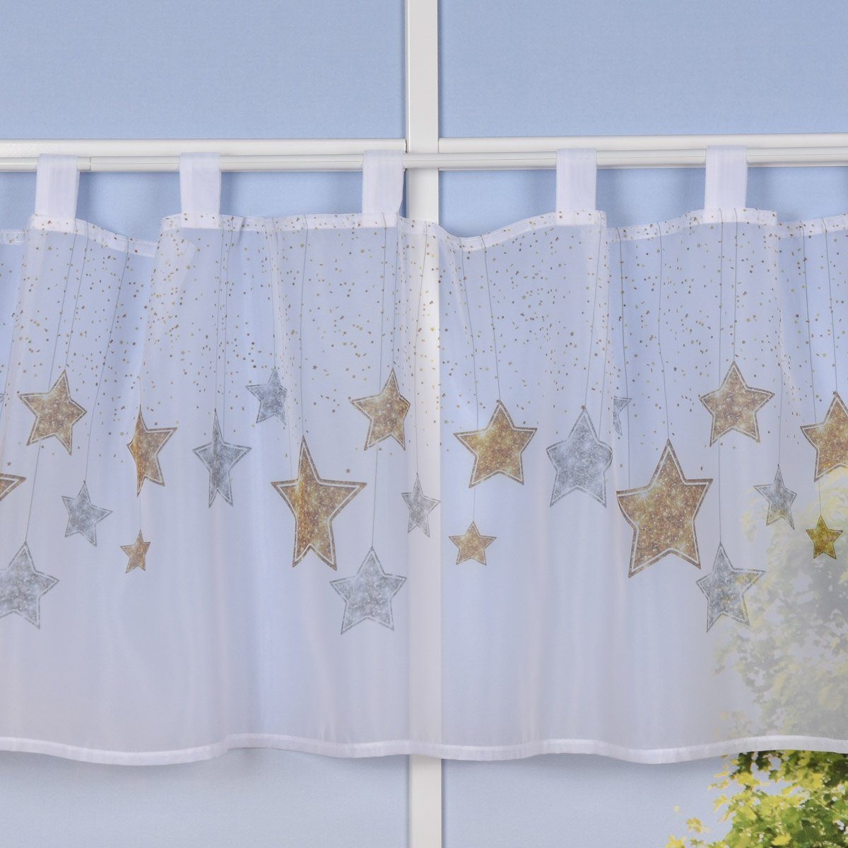 SCHÖNER LEBEN. Scheibengardine Weihnachtsgardine Bistrogardine Schlaufen un günstig online kaufen