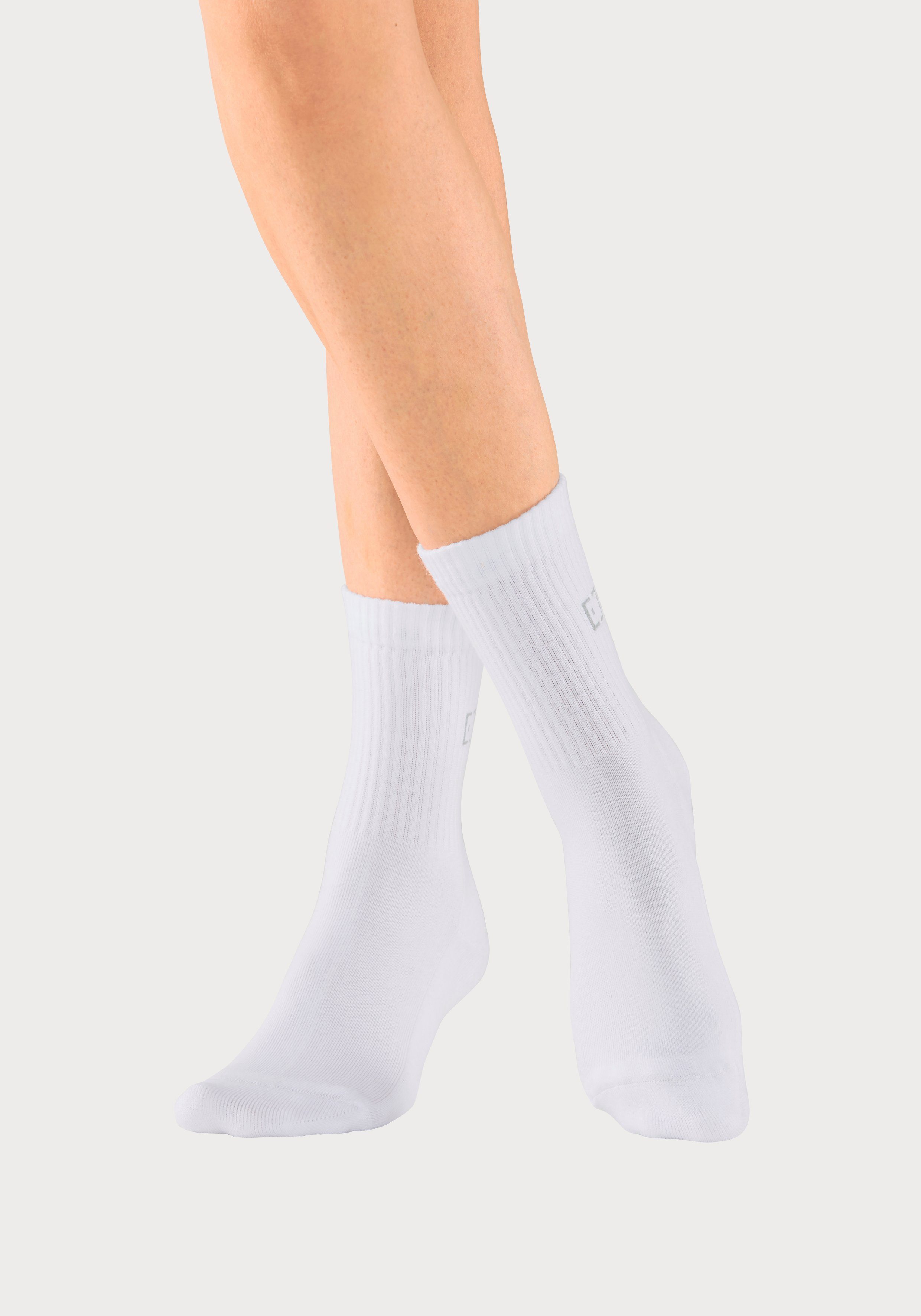 (3-Paar) und 3x eingestricktem Markenlogo Socken Schriftzug mit Elbsand weiß