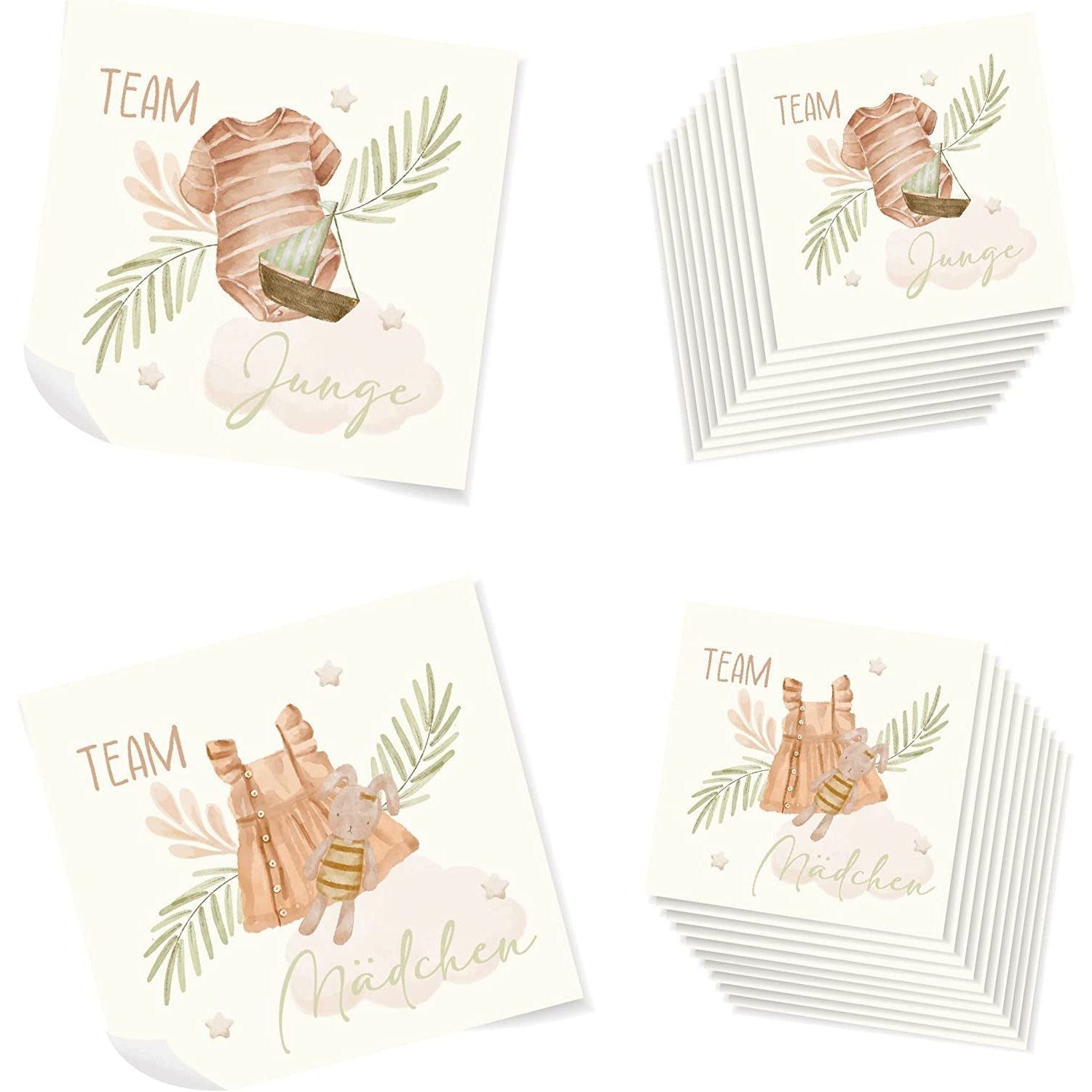 Logbuch-Verlag Aufkleber 20 Aufkleber Gender Reveal Babyparty Team Mädchen und Junge
