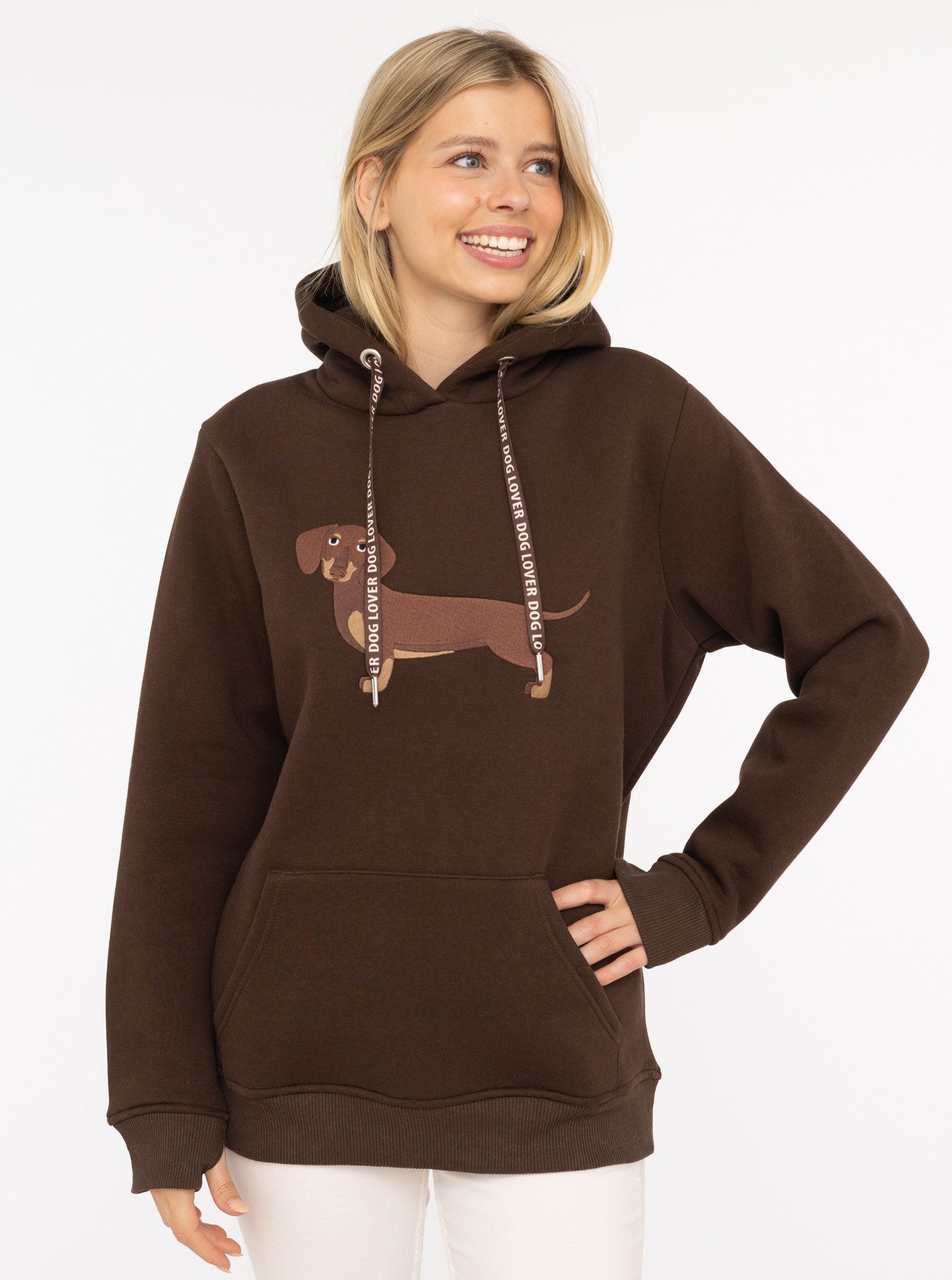 Zwillingsherz Hoodie "Dackel" Stickerei vorne, weiche günstig online kaufen