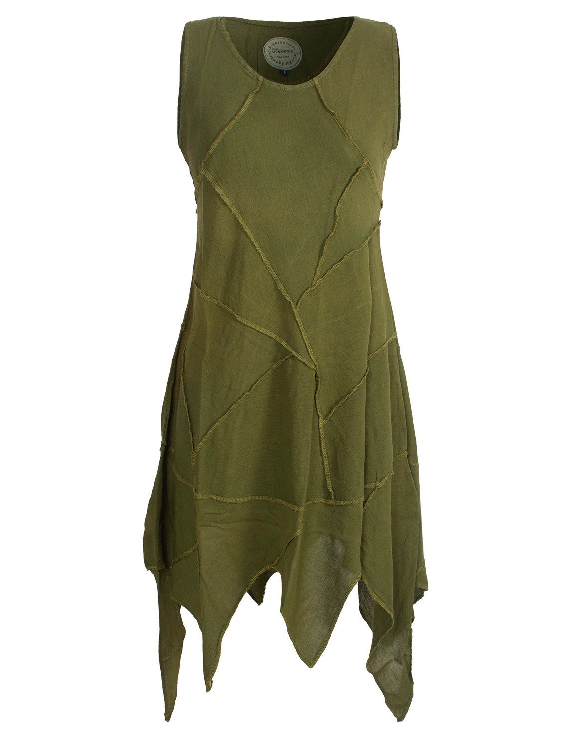 Vishes Zipfelkleid Armloses einfarbiges Patchwork Zipfelkleid Hippie, Goa, Boho, Ethno Style