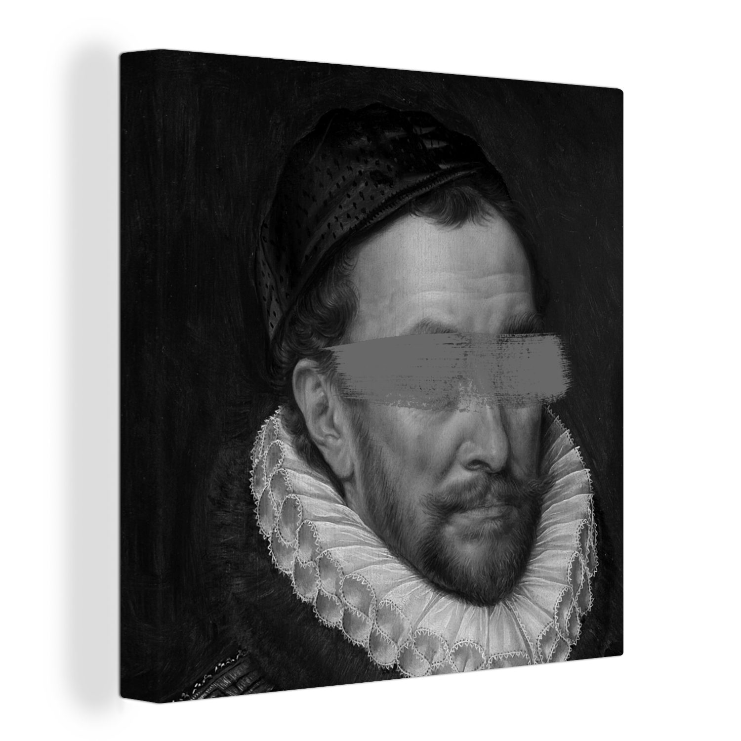 OneMillionCanvasses® Gemälde Porträt von Wilhelm I. - Adriaen Thomasz - Schwarz und Weiß, (1 St), Leinwand Bilder für Wohnzimmer Schlafzimmer bunt
