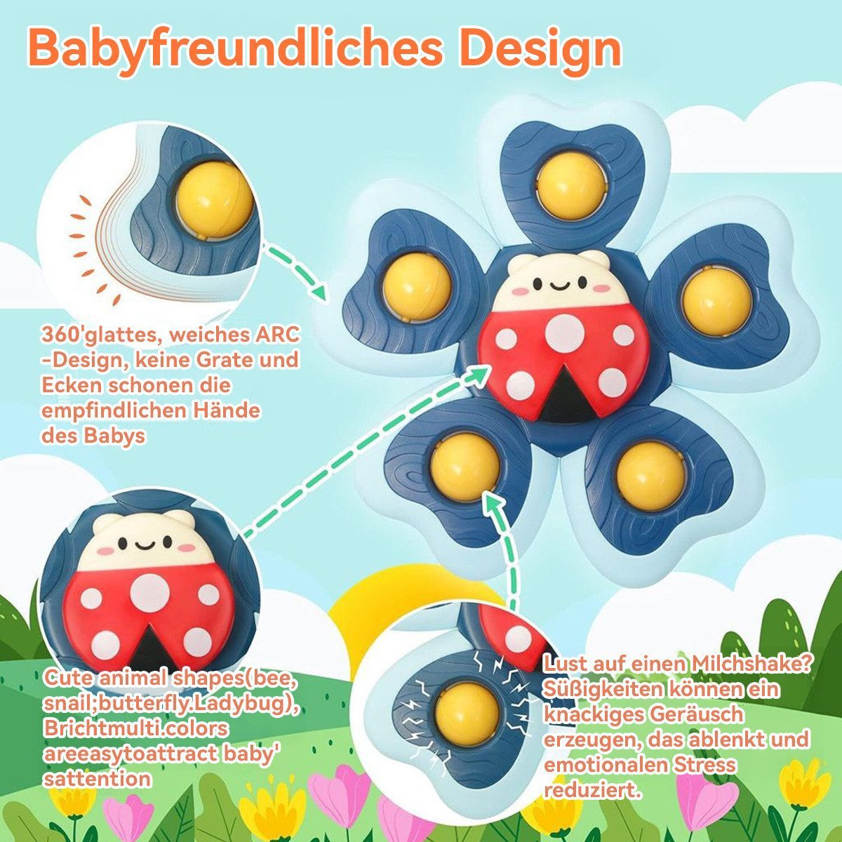 Novzep Lernspielzeug Baby Saugnapf Fingerkreisel, Badespielzeug günstig online kaufen