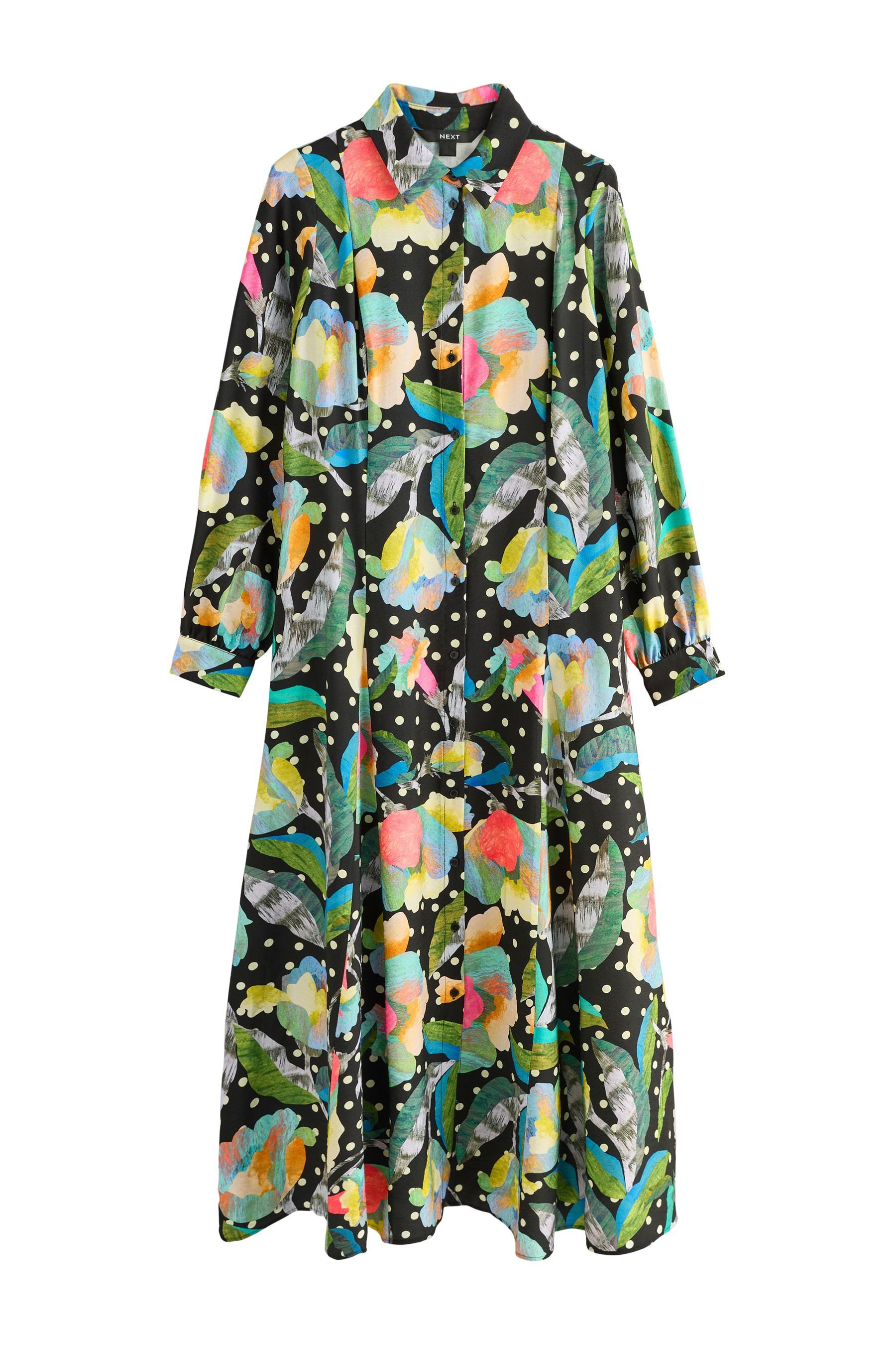 Next Midikleid Langärmeliges Hemdkleid in Midilänge (1-tlg)