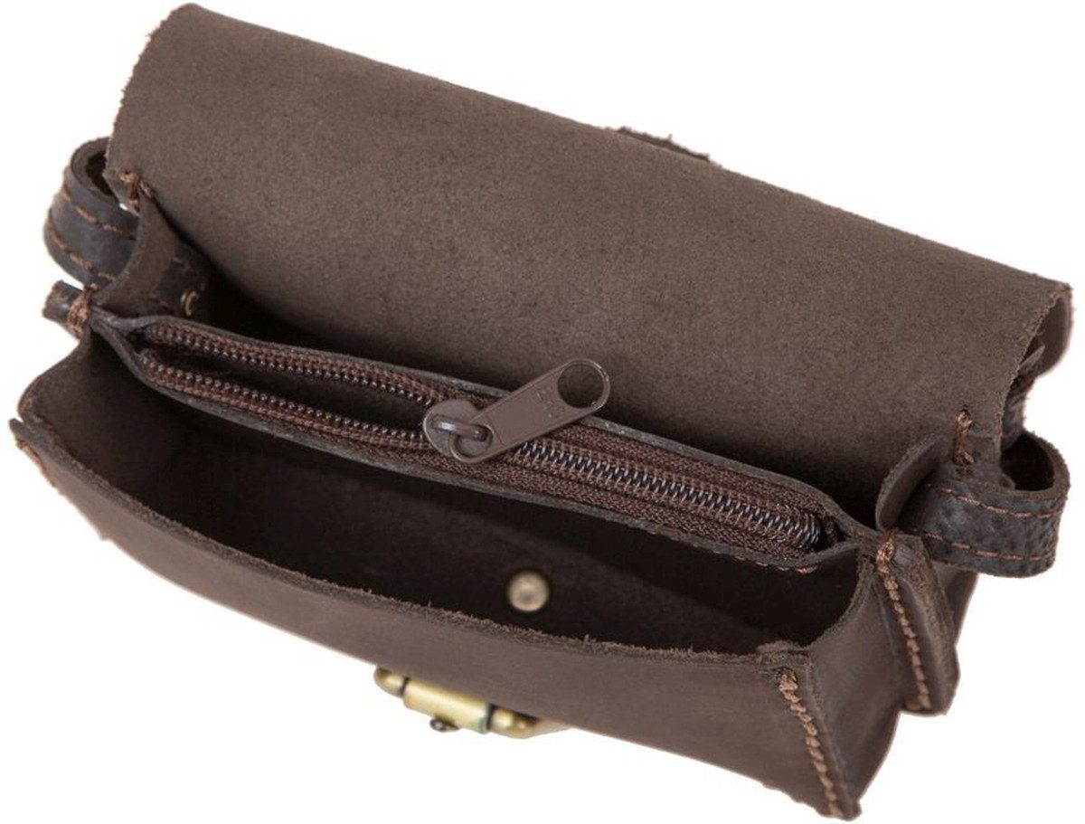 Mika Handtasche Schultertasche Sattelleder 15x5x11cm dunkelbraun