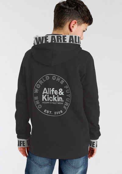 Alife & Kickin Kapuzensweatshirt Rückenprint und beschrifteten Bündchen, NEUE MARKE!