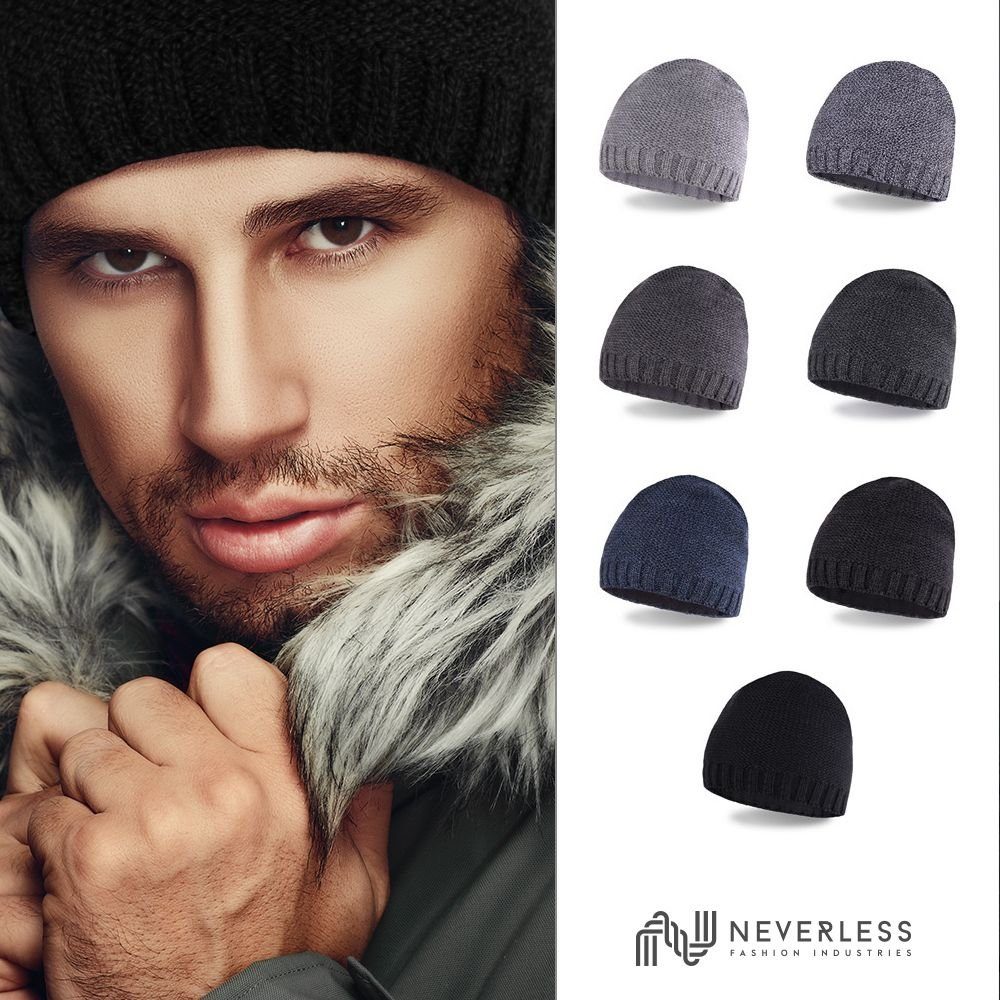 Neverless Strickmütze gefütterte Strickmütze für Herren, Mütze mit Fleece F günstig online kaufen