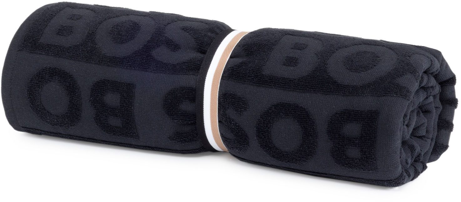 BOSS Home Strandtuch FONT, Frottiervelours (1-St), mit BOSS Schriftzug, 100% Baumwolle