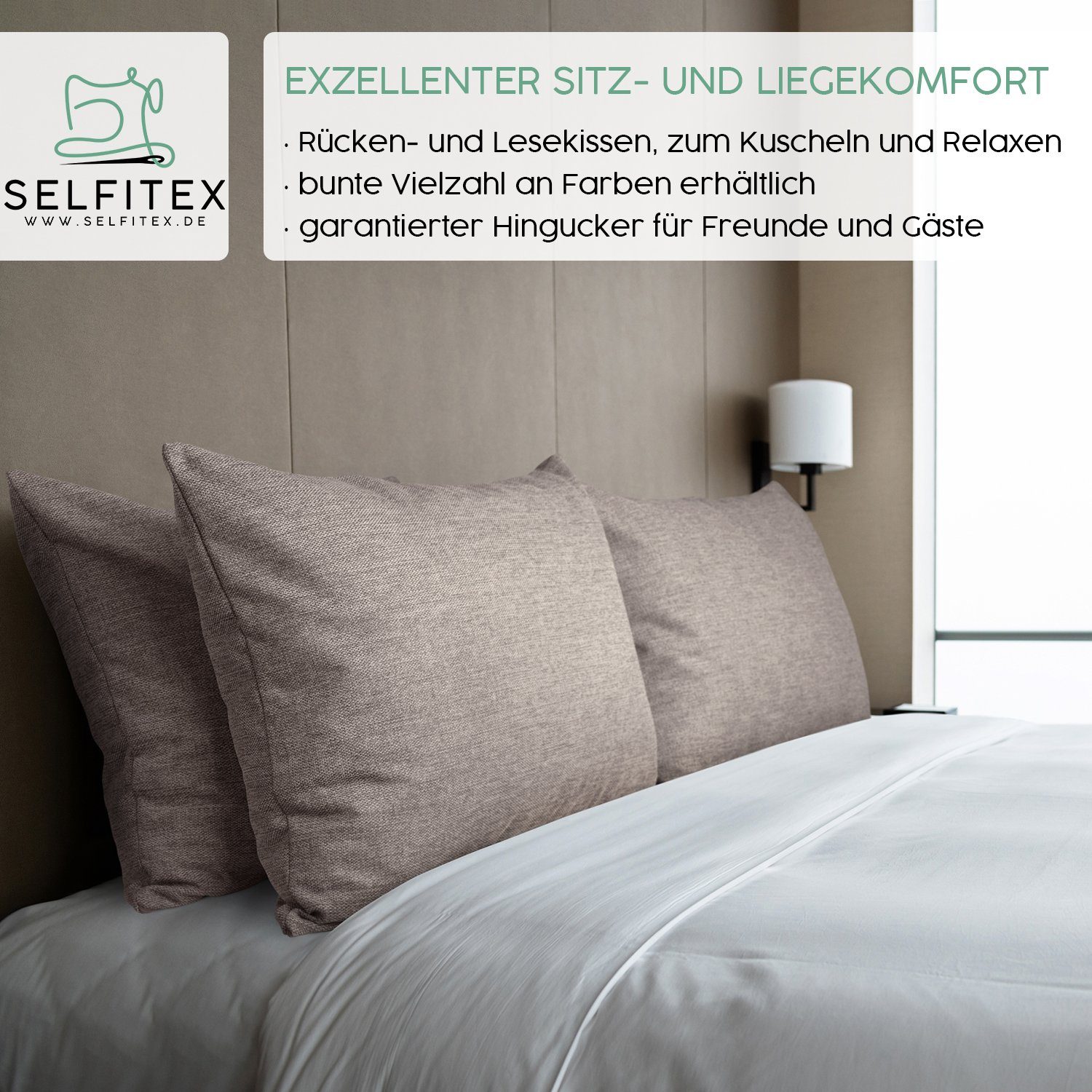 Selfitex Dekokissen 60 x 80 cm inkl. Füllkissen, Sofakissen, versch. Stoffe zur Auswahl, für Couch, Sofa und Bett