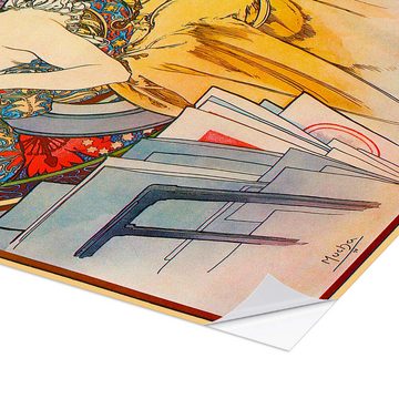 Posterlounge Wandfolie Alfons Mucha, Frau mit Bildersammlung, Büro Grafikdesign